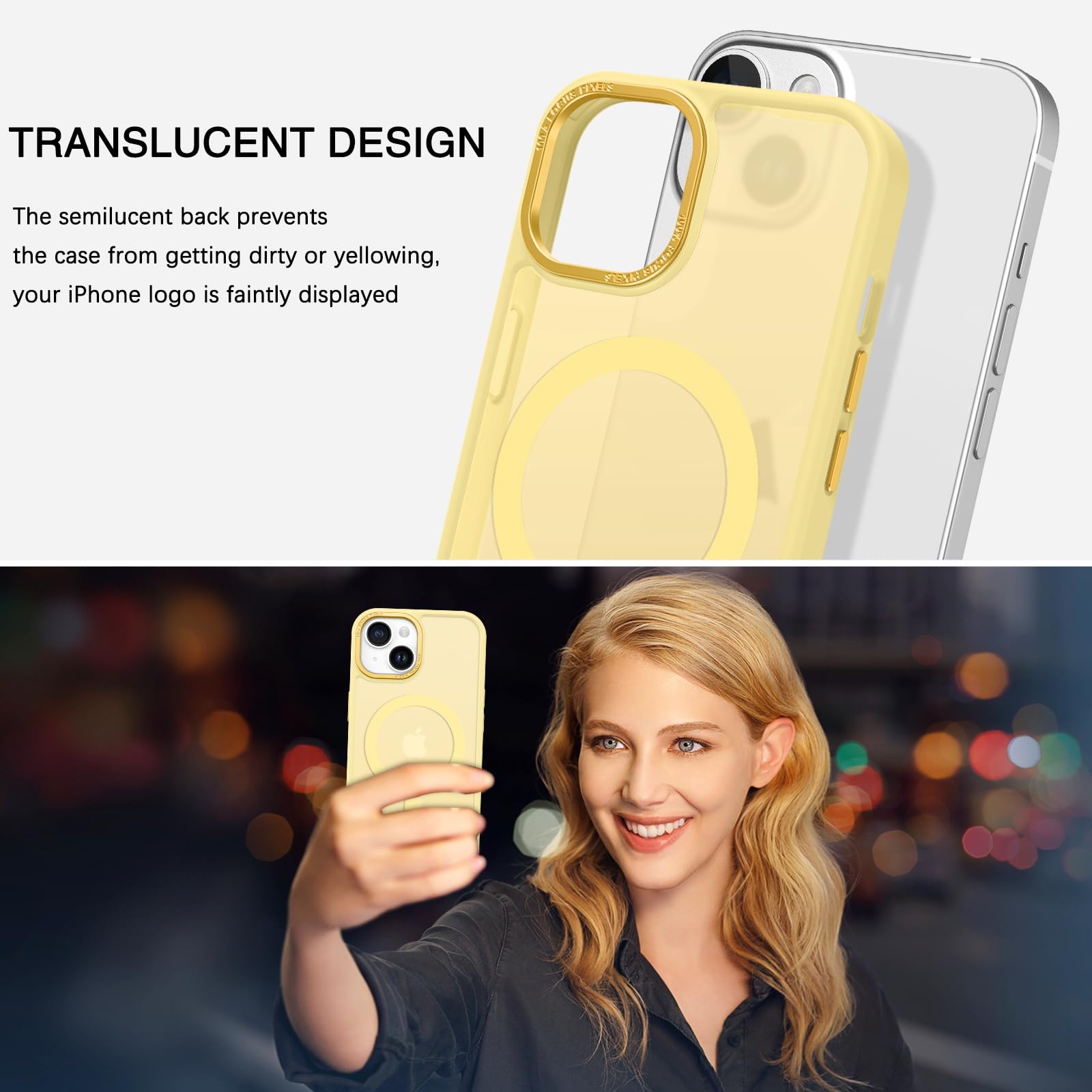 Bentoben Compatible With Iphone 15 Plus Case, Translucent Matte Slim Shockproof Magnetic Phone Case [Compatible With Magsafe] Wo
