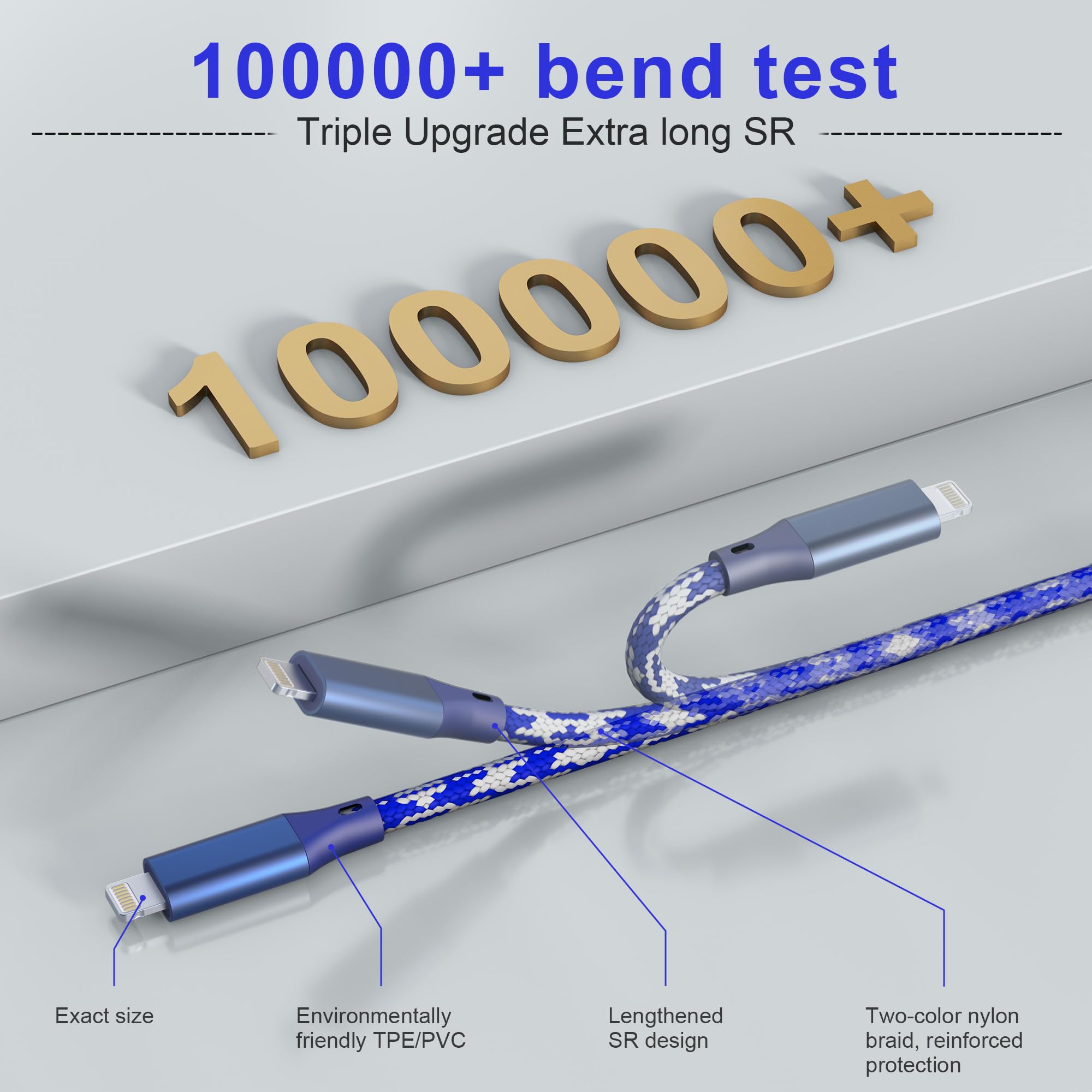 Long Iphone Charger 26Ft/8M [Apple Mfi Certified] Lightning Cable Extra Long Iphone Charger Cord Nylon Braided 2.4A Fast Charger Iphone Charger Cord For Iphone/Pad/Pod