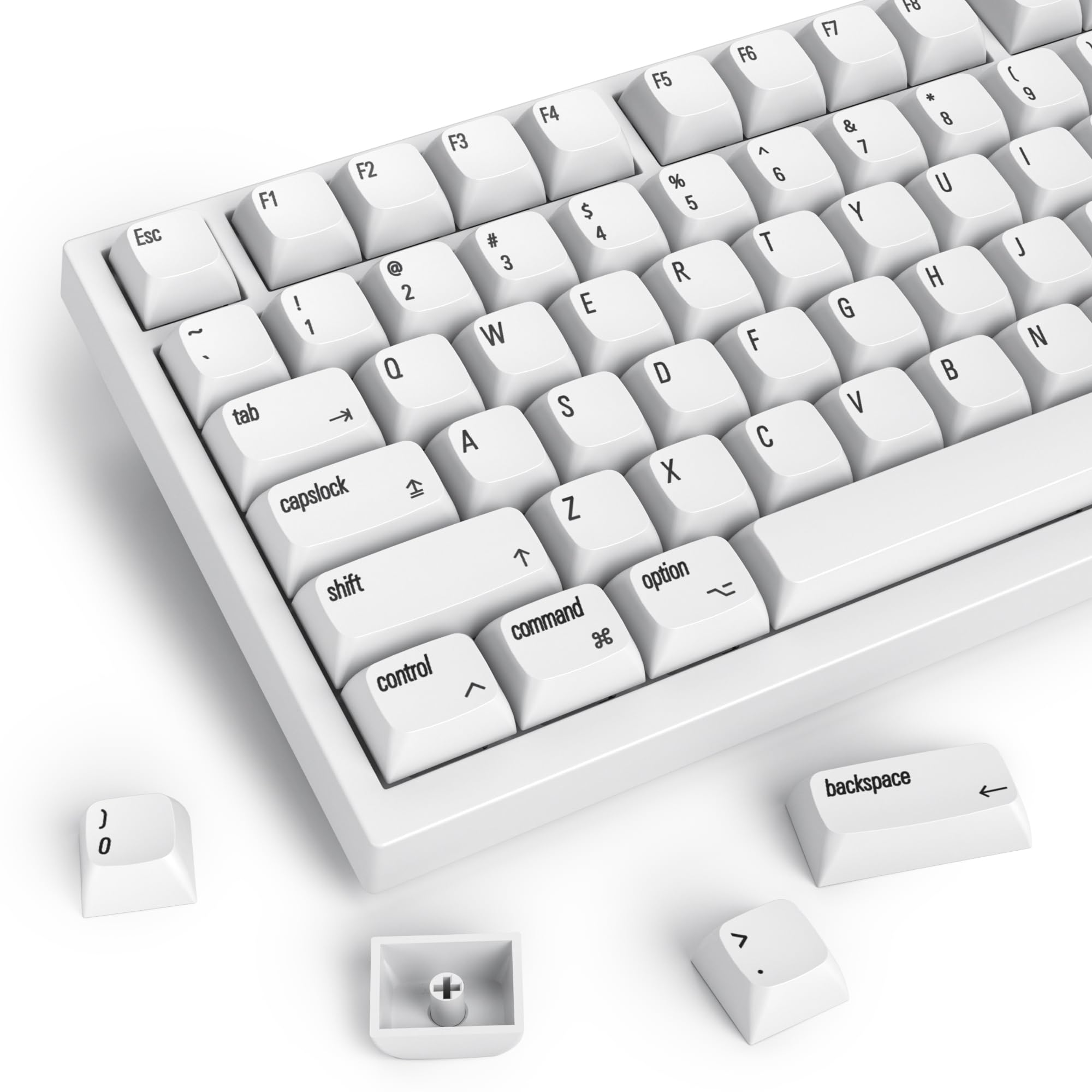 Guffercty Kred 128 Keys Xda Profile Minimalist White Keycaps 75 Percent Dye Sub Pbt Keyboard Caps With Iso Keys For Mac 60% 65% 