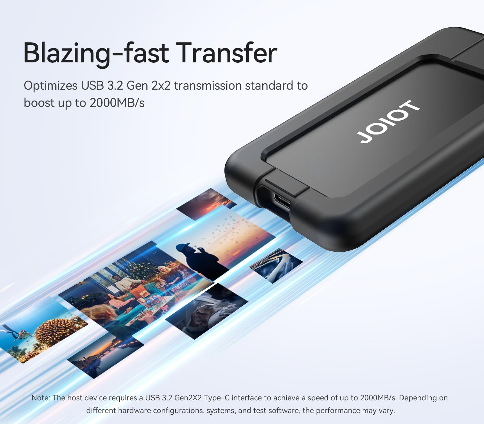 Joiot 1Tb Portable Ssd Up To 2000Mb/S Usb C Usb 3.2 Gen 2X2 External Ssd With Protective Case Shockproof Type C External Solid S