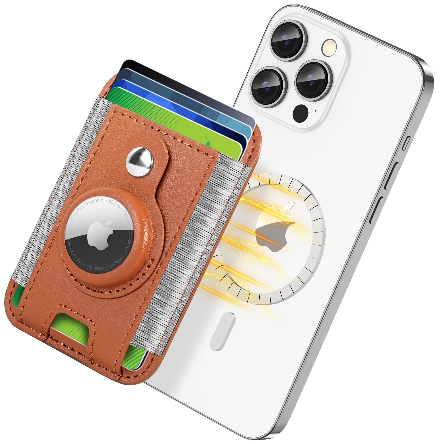 Extrelife For Magsafe Wallet With Airtag Holder, Magnetic Wallet For Iphone 15/14/13/12 Series, Magnetic Card Wallet Holder With