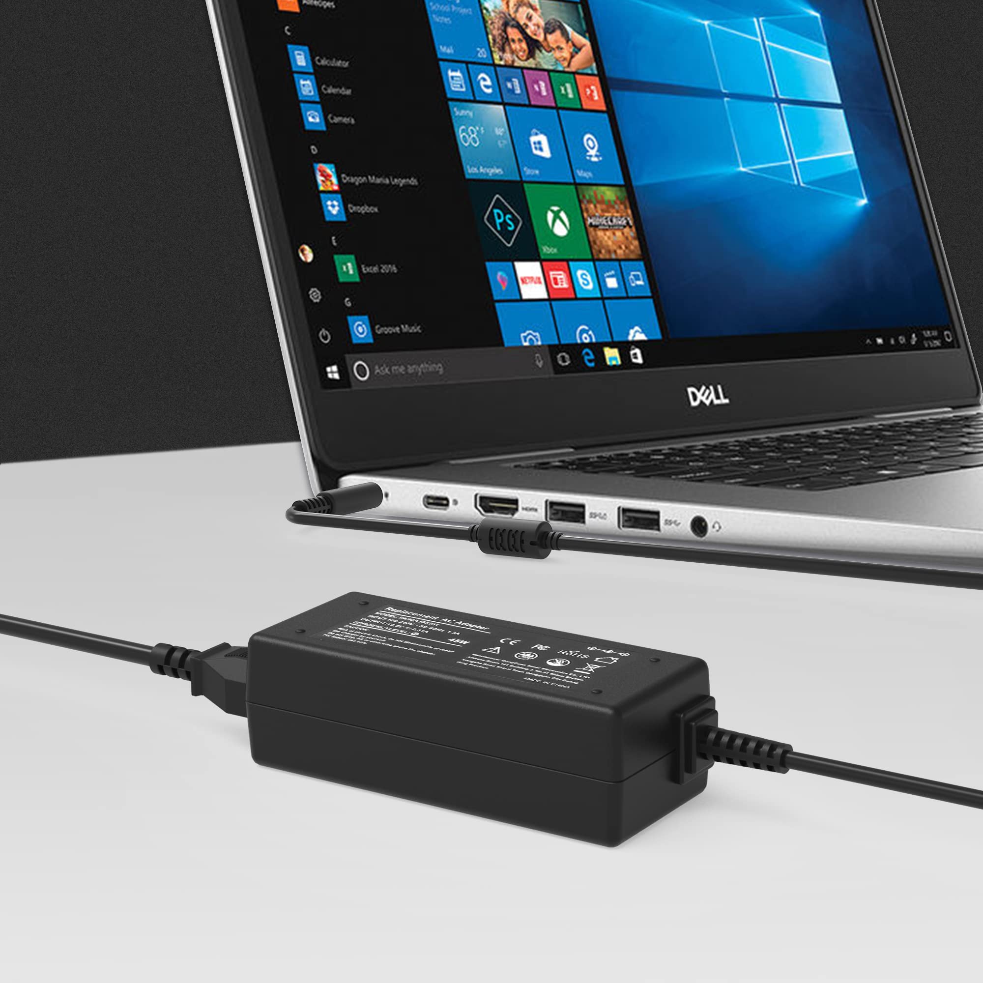 Replacement For 45W Dell Ac Adapter Laptop Charger For Dell Inspiron 13 14 15 3000 5000 7000 Series 14 5000 13 7000 13 5000 17 7