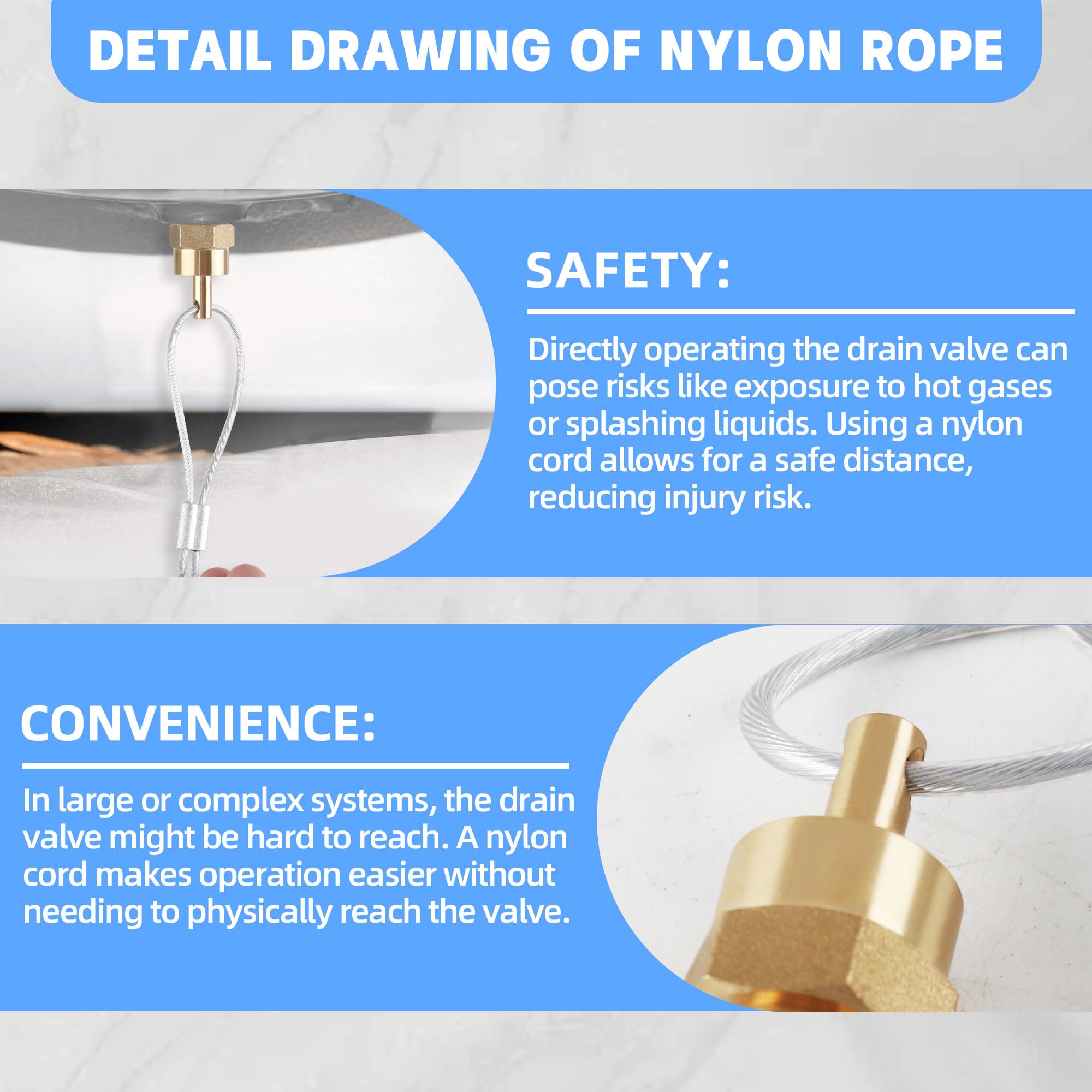 Dazakoot 1/4    Air Compressor Drain Valve With 60    Cable(5Ft), Air Tank Drain Valve Plug For Semi Truck, Replace For Haldex 1