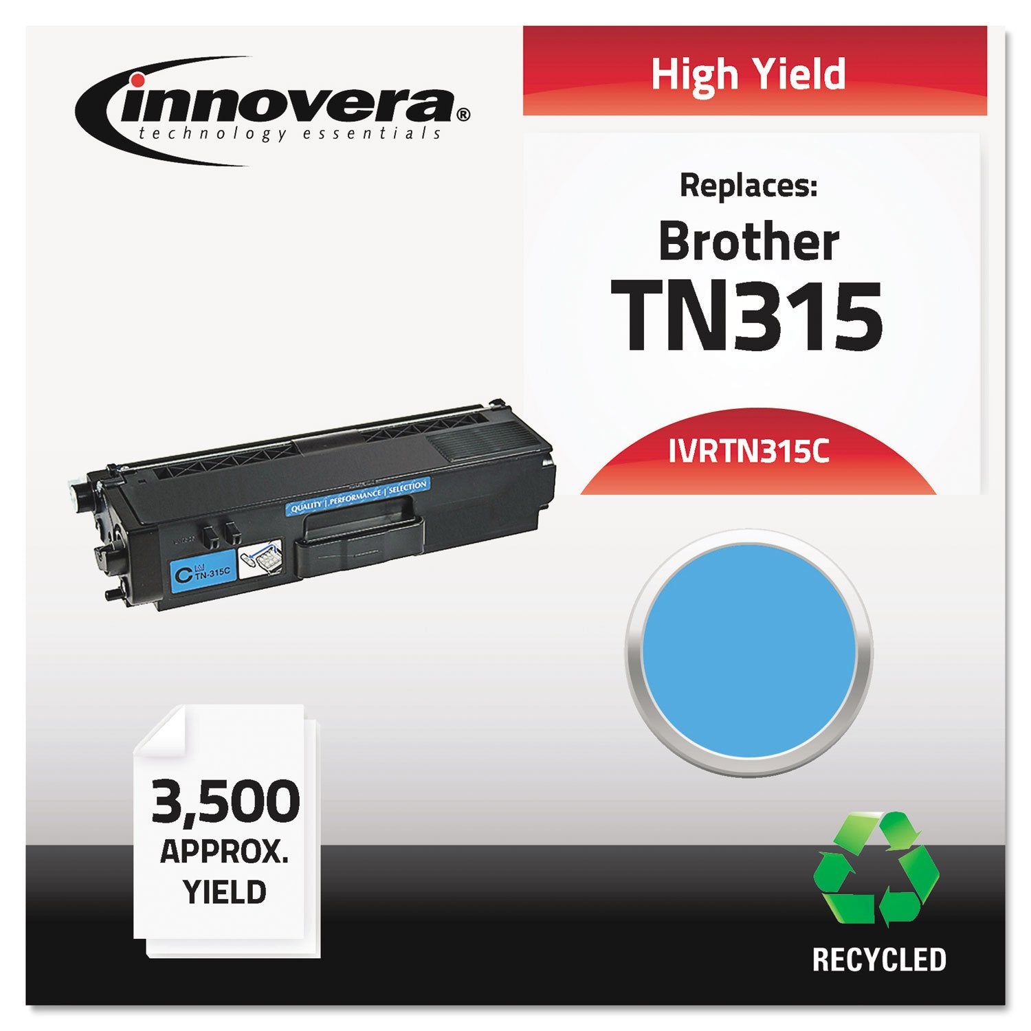 Innovera Ivrtn315C Remanufactured 3500 Page Yield Toner Replacement For Tn315C   Cyan