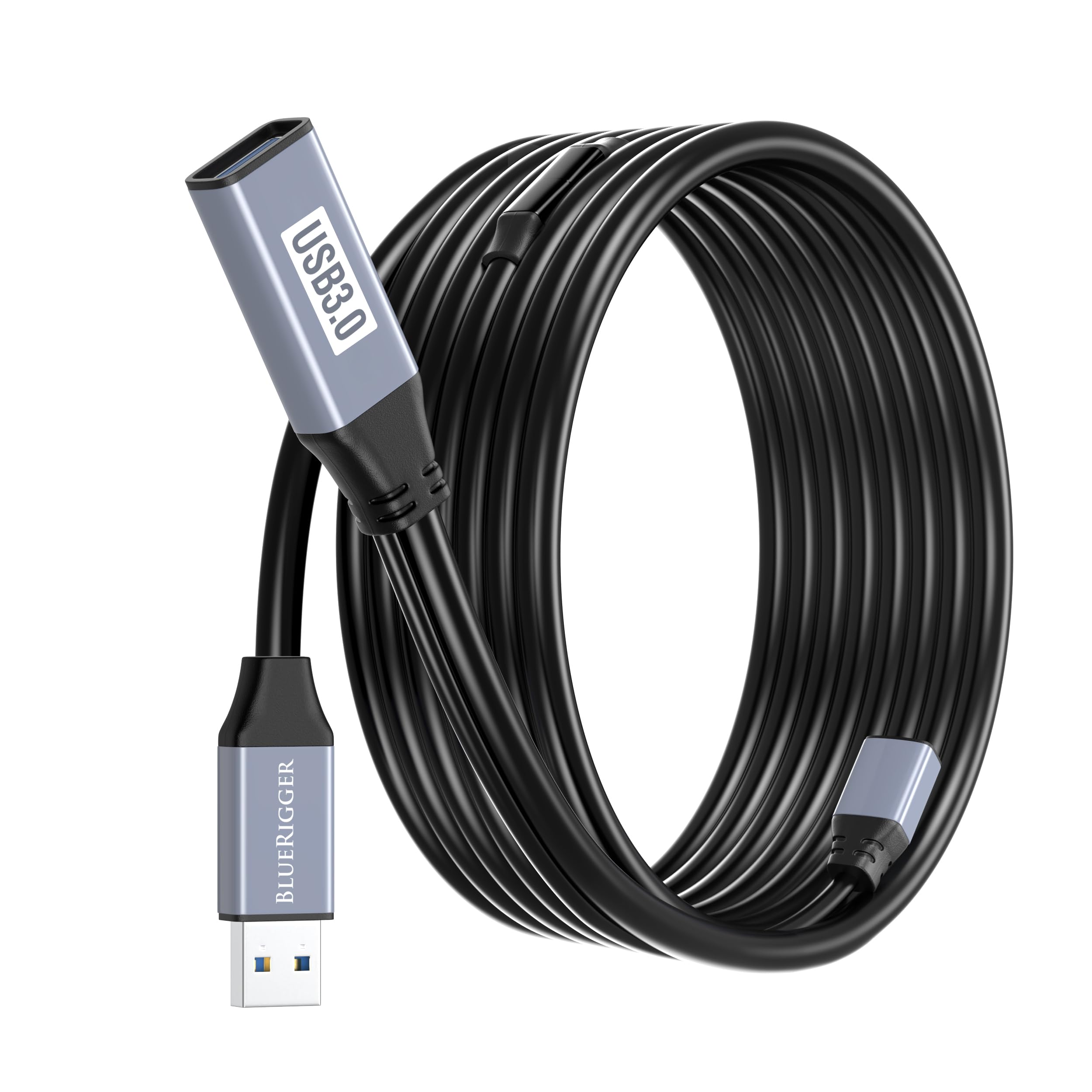 Bluerigger Usb 3.0 Extension Cable (50Ft, Active, 5 Gbps, In Wall Cl3 Rated, Type A Male To Female Adapter Cord)   Long Usb Repe