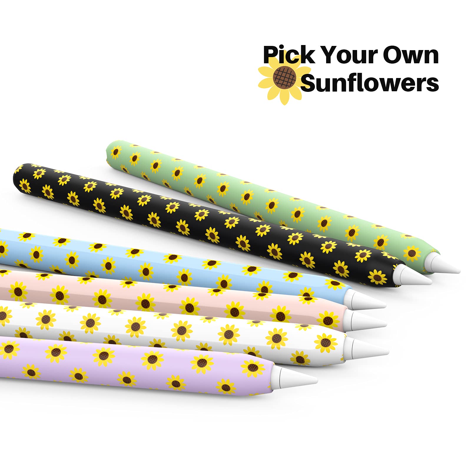 Niutrendz Sunflower Case For Apple Pencil 2Nd Generation Case Cover Silicone Protective Sleeve Accessories With 10Pcs Apple Penc