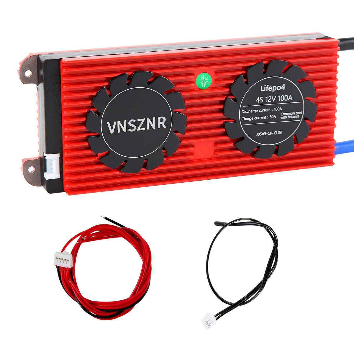 Vnsznr Lifepo4 Bms 4S 12V 100A Lithium Iron Phosphate Battery Management System Pcb Protection Board With Balance Leads Wires Fo