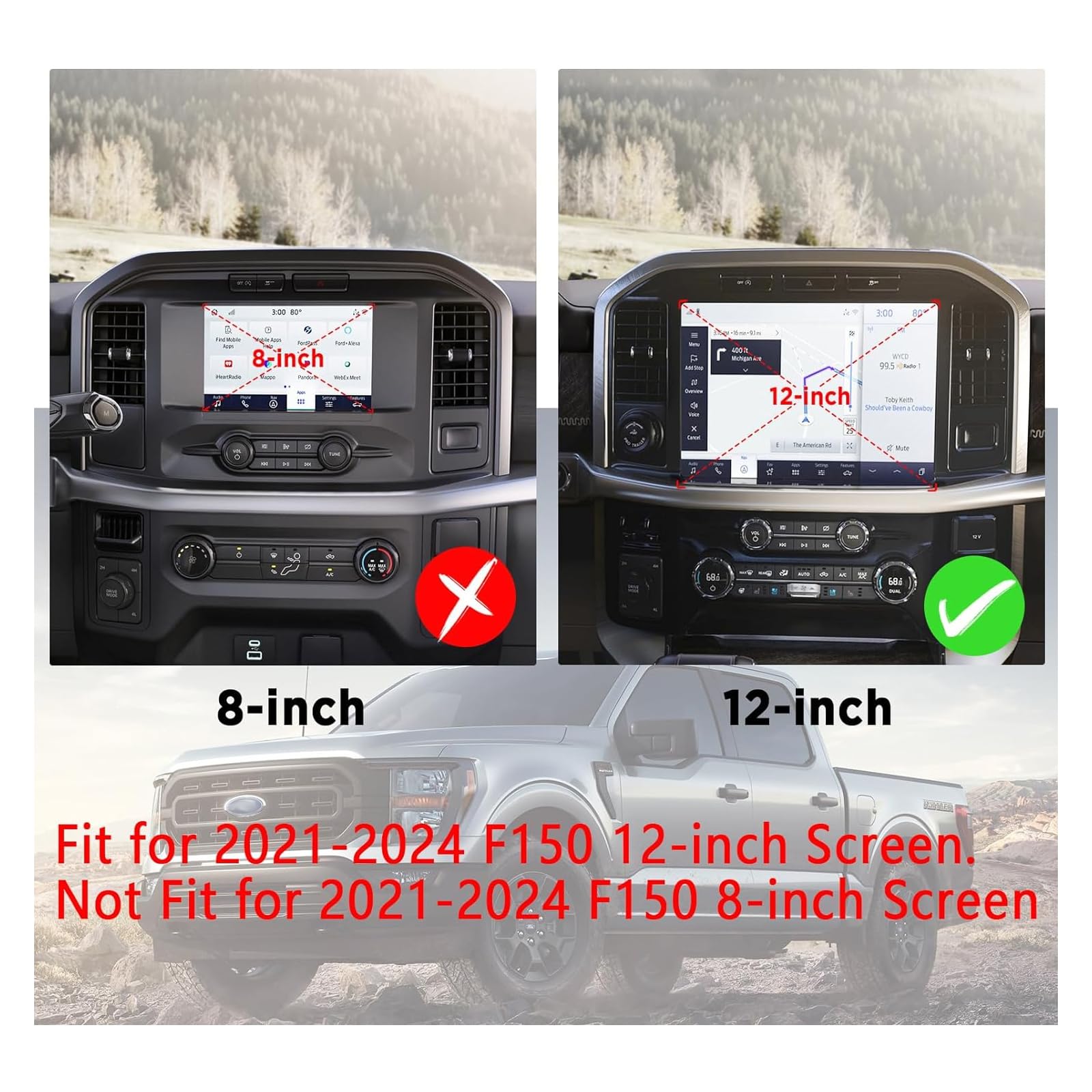 Carwiner Screen Protector For 2021 2024 2025 Ford F 150 12In Navigation Display Tempered Glass F150 Sync4 Touchscreen Protector Accessories (Matte)