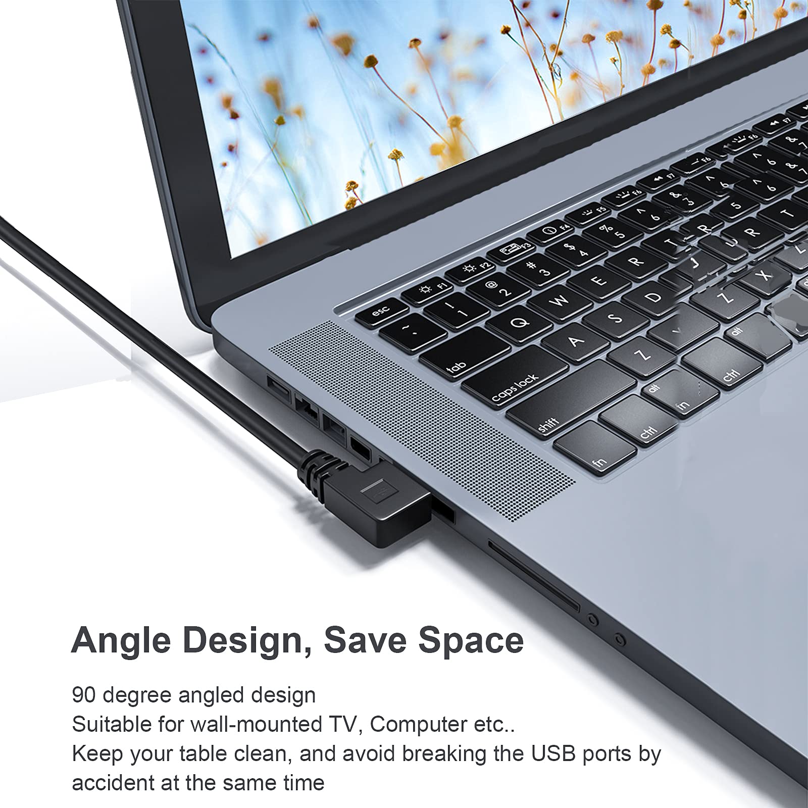 Oxsubor Superspeed Usb 3.0 Male To Female Extension Data Cable Left And Right Angle 2Pcs (20Cm,8In)