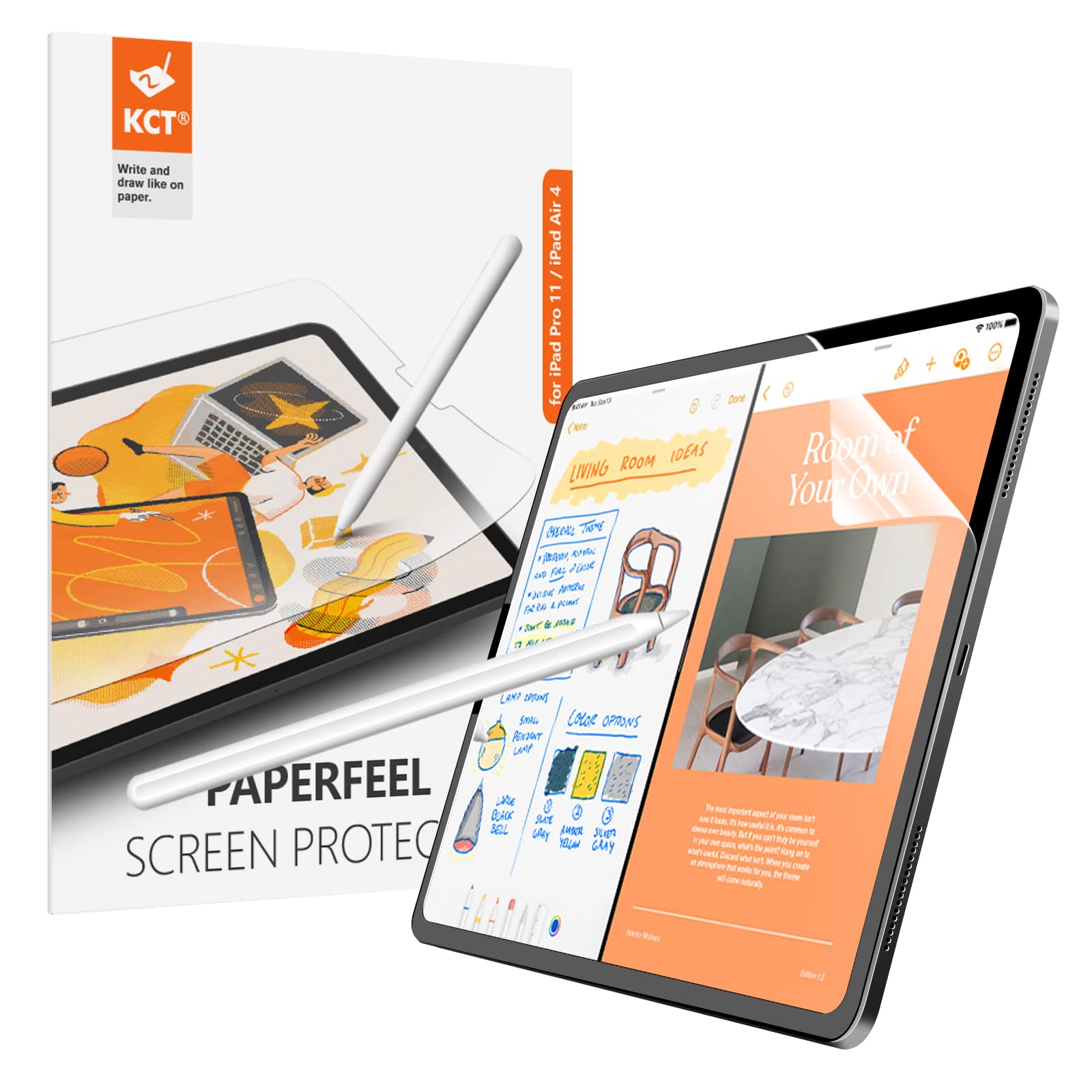 Kct 2 Pack] Paperfeel Screen Protector Compatible With Ipad Pro 11 Inch (2022&2021&2020&2018 Model)  Ipad Air 5Th&4Th Generation