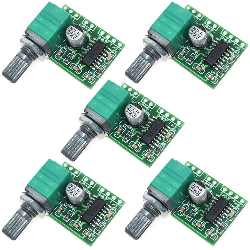 R Reifeng 5Pcs Mini Pam8403 Dc 5V 2 Channel Usb Digital Power Amplifier Board Module 2 * 3W Volume Control With Potentionmeter