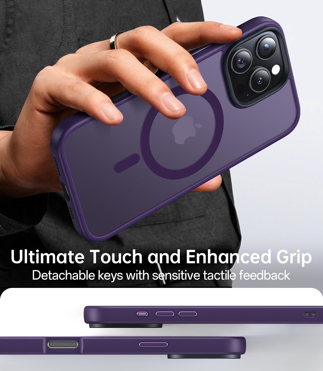 Meifigno Designed For Iphone 16 Pro Case 6.3'', Compatible With Magsafe, Military Grade Protection, Translucent Matte Back With