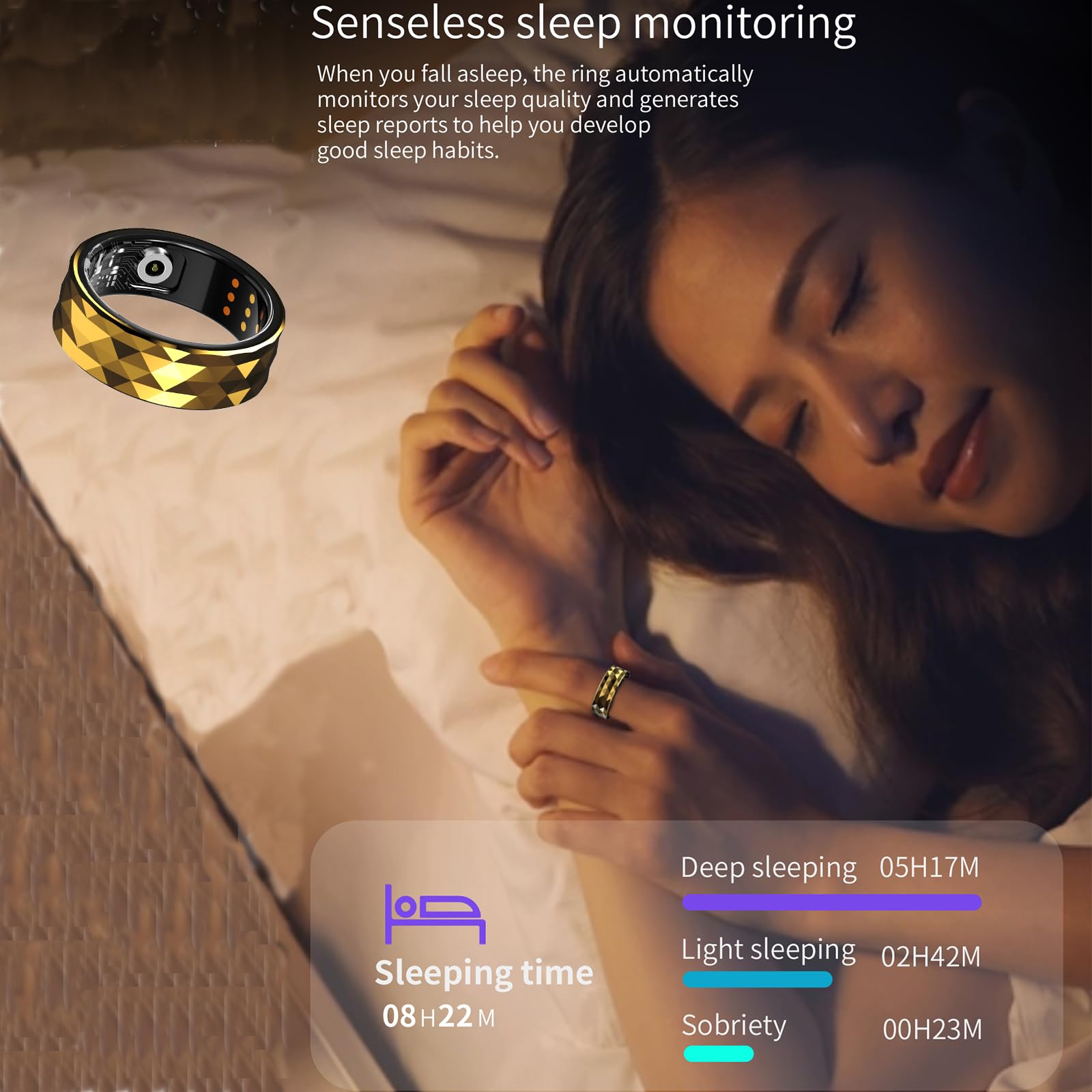 Smart Ring, Activity & Fitness Tracker Ring For Women/Men, No App Subscription, Sleep Tracking Smart Ring With Calories/Heart Ra