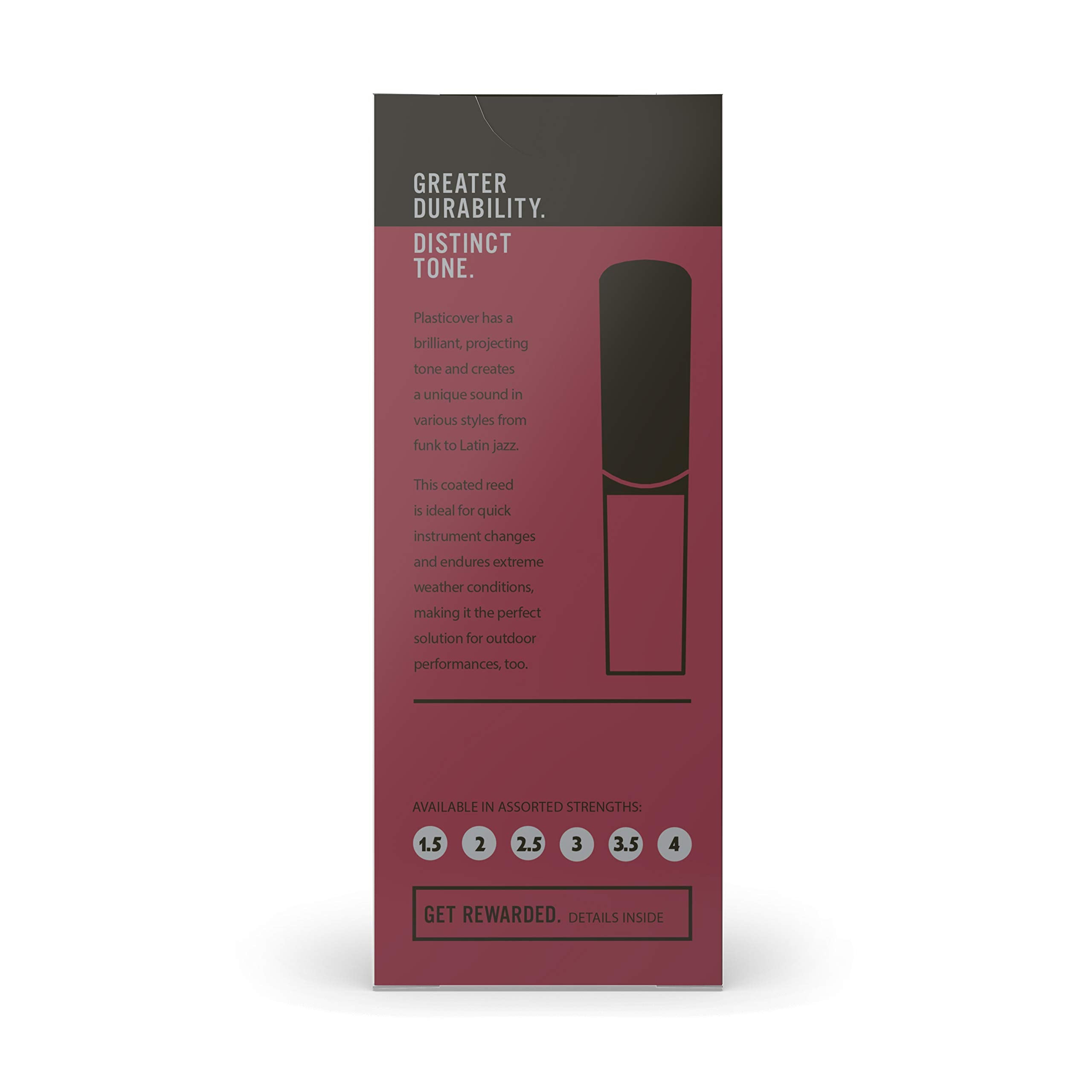 D'Addario Rico Plasticover Tenor Sax Reeds, Strength 1.5, 5 Pack