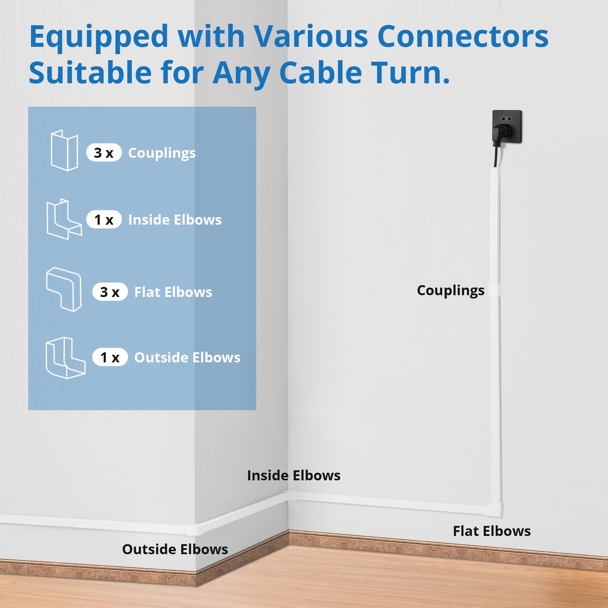 One Cord Hider Kit, 126In Cable Covers For Wires On Wall, Mini Wire Hider For Wall Mounted Tv, Beige Cable Raceway, Paintable Co