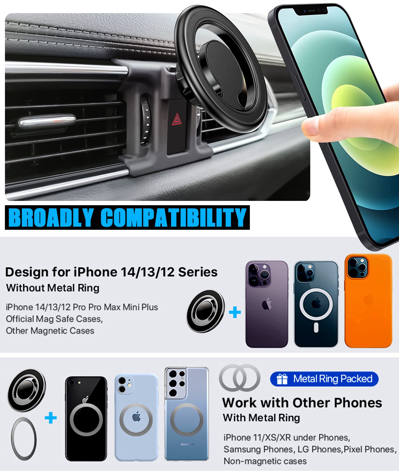 Ve Ve Power Car Phone Holder, Air Vent Phone Holder, Car Mount For Mazda Cx5 2017-2024, Magsafe Magnetic Navigation Stand Fit Fo