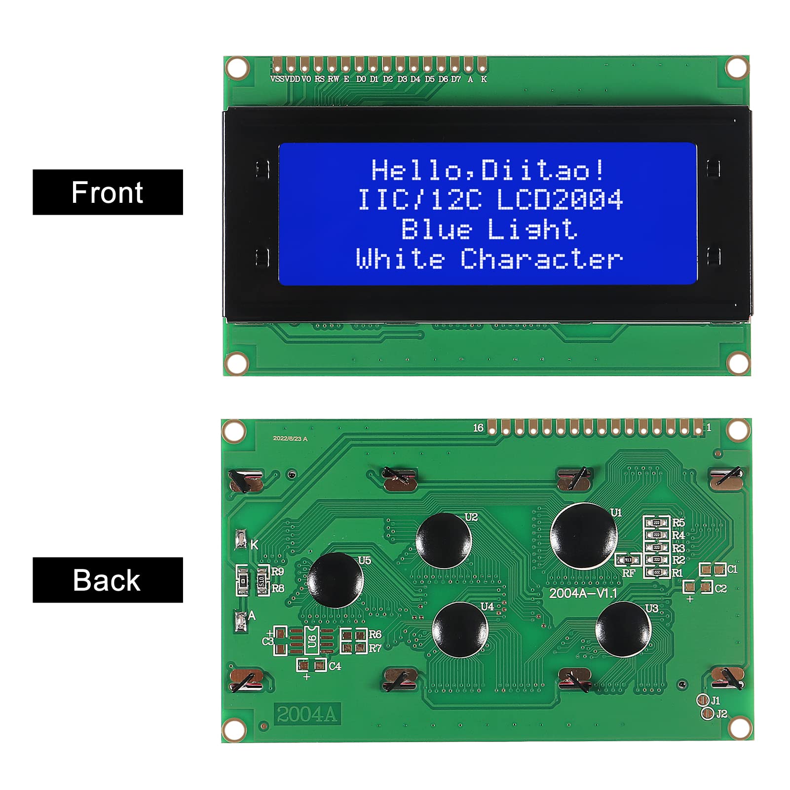 Diitao 2Set Lcd 2004 Module,Iic I2C Twi Serial 20X4 Lcd Module With I2C Interface Adapter Blue Backlight (20X4 I2C Lcd)
