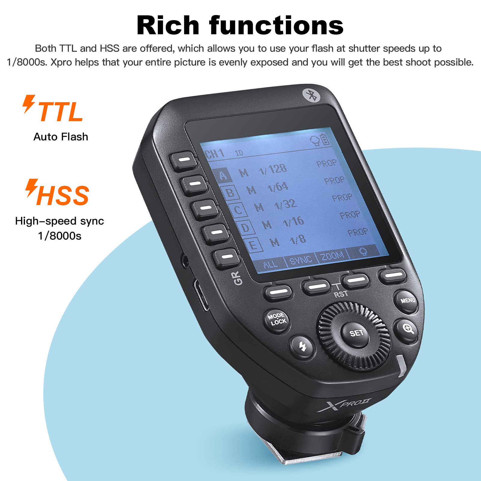 Godox Xproii C Ttl Wireless Flash Trigger Transmitter Compatible For Canon Cameras,2.4G 1/8000S Hss,Bluetooth Connection,New Hot