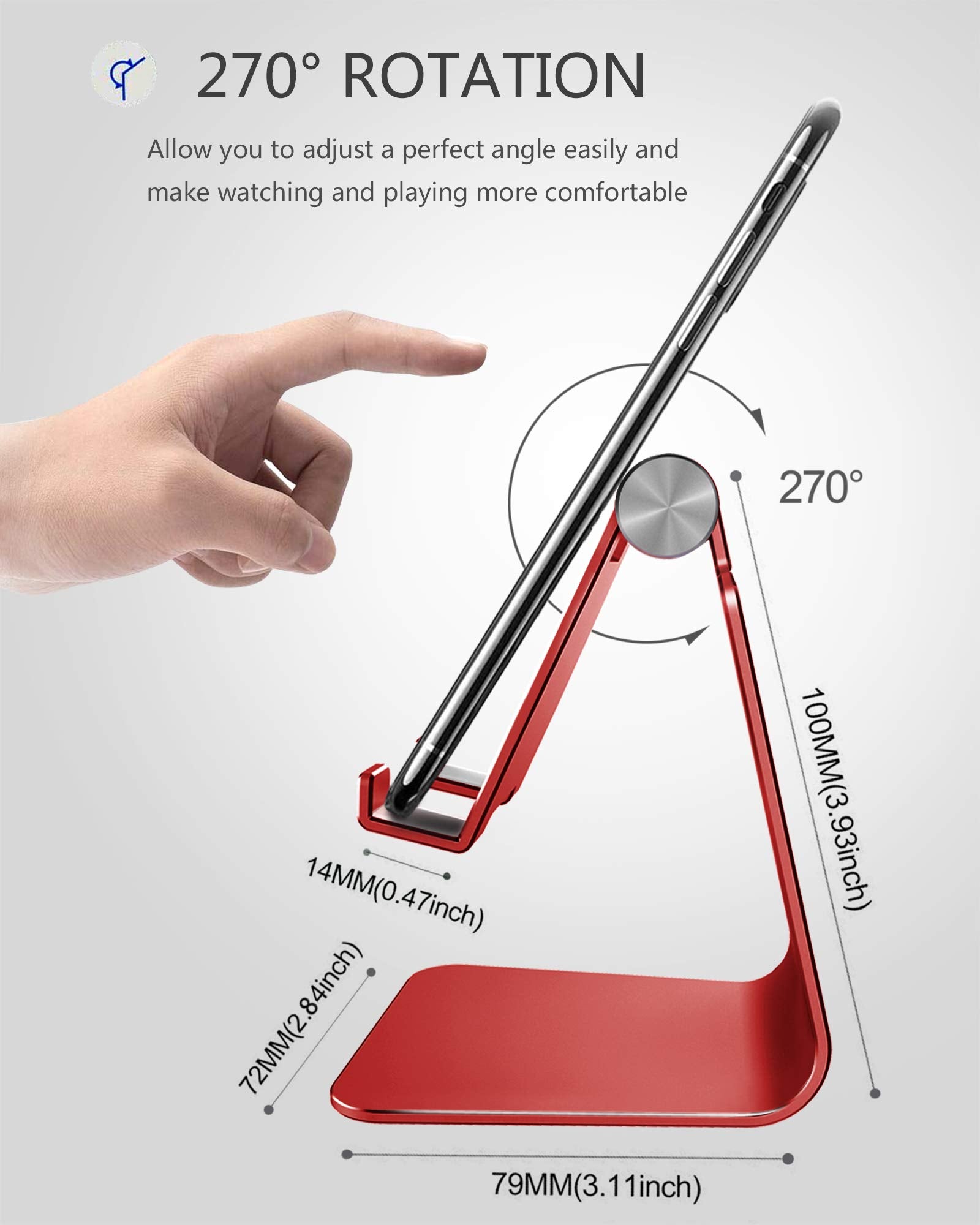 Creadream Adjustable Cell Phone Stand, Phone Stand, Cradle, Dock, Holder, Aluminum Desktop Stand Compatible With Phone Xs Max Xr