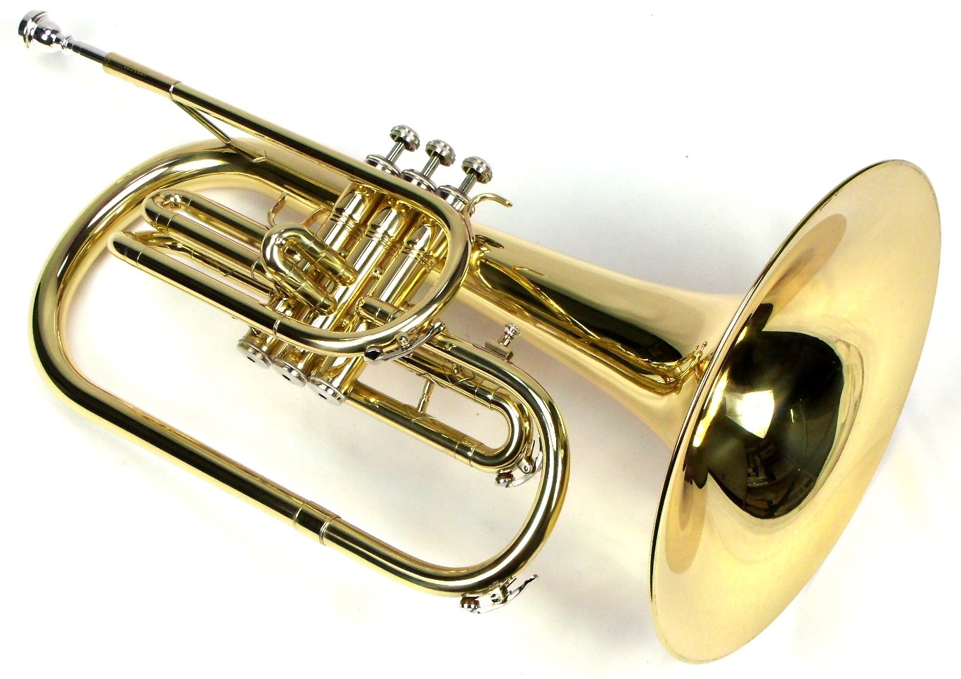 Moz Advanced Monel Pistons Marching Mellophone Key Of F With Case And Mouthpiece Gold Lacquer Finish