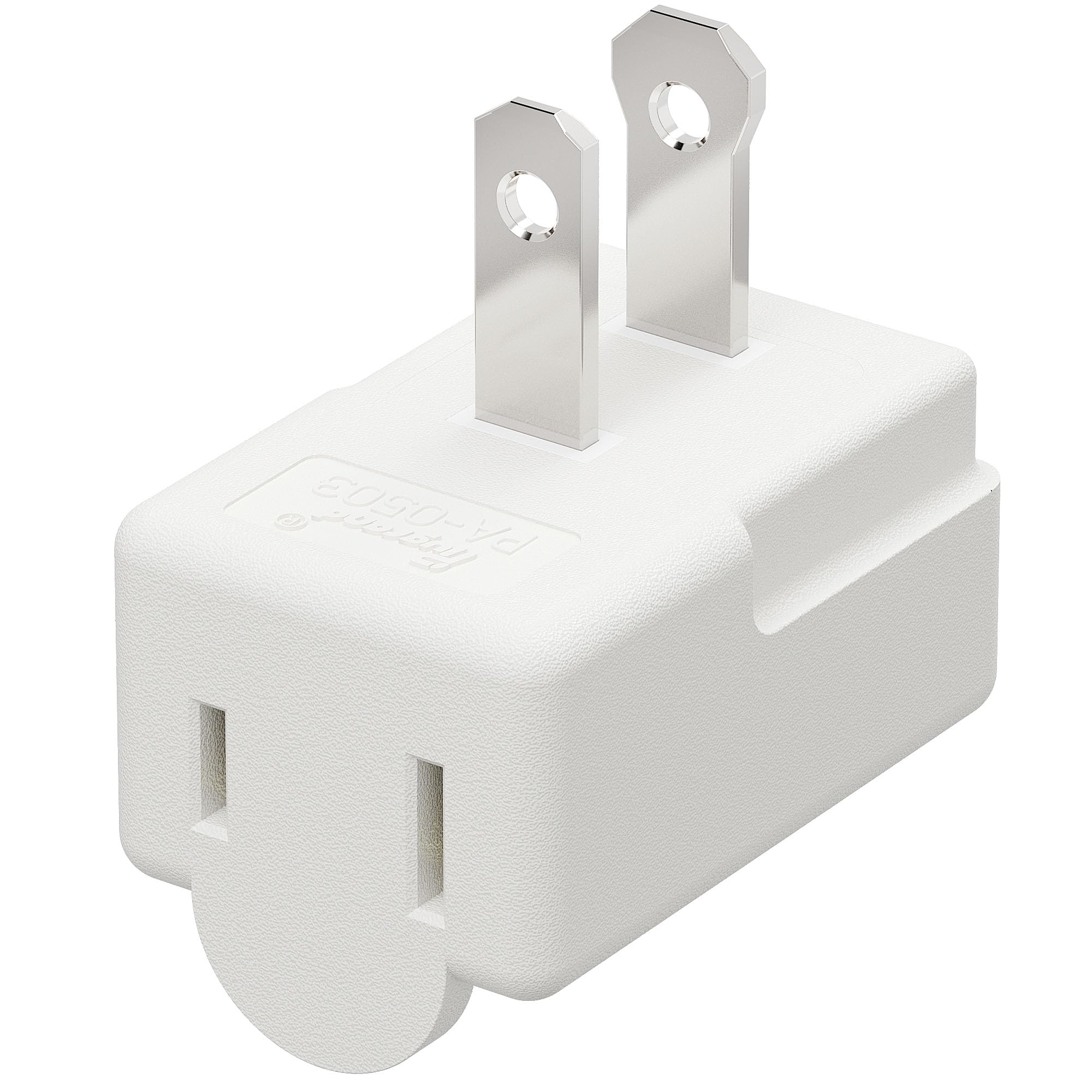 Polarized 2 Prong L Type Adapter, Horizontal Angled Ac Adapter, Nema 1 15P Usa Outlet Saver Extension Adapter, High Heat Resista