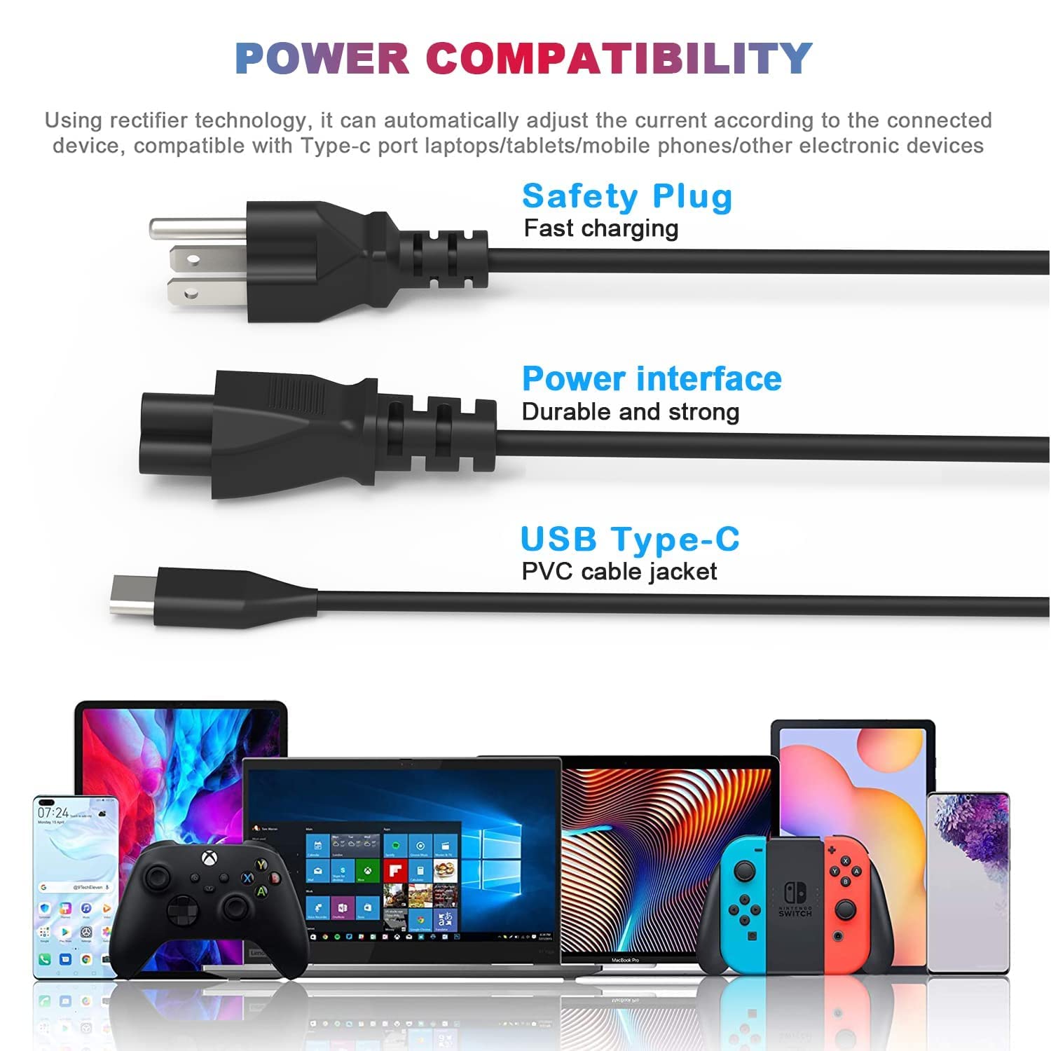 Universal 45W Type C Usb C Chromebook Charger Laptop Replacement For Hp 14 14A 11 11A G9 6 7 8 Ee X360 14 Ca051Wm 14 Ca052Wm,Len
