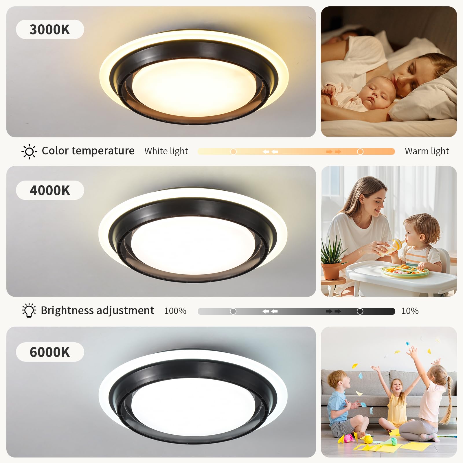 Ahawill Low Profile Ceiling Fan With Light,19.29In Bladeless Ceiling Fan With Remote Control,Enclosed Flush Mount Fandelier,6 Wi