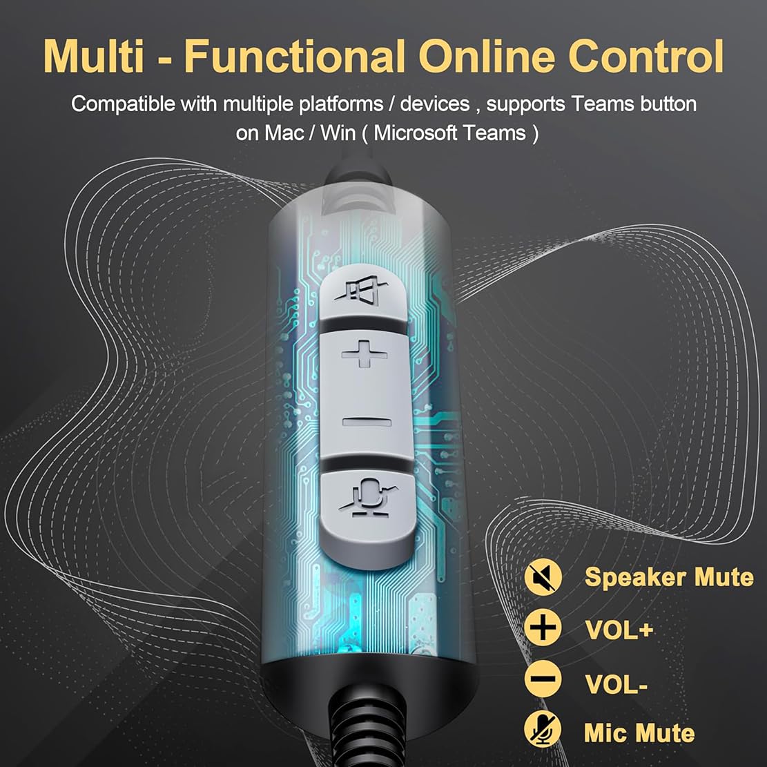 Usb A/Usb C/3.5Mm Jack 3 In 1 Pc Headset, Wired & Noise With Noise Cancelling Microphone For Laptop   Type C Computer Headphones