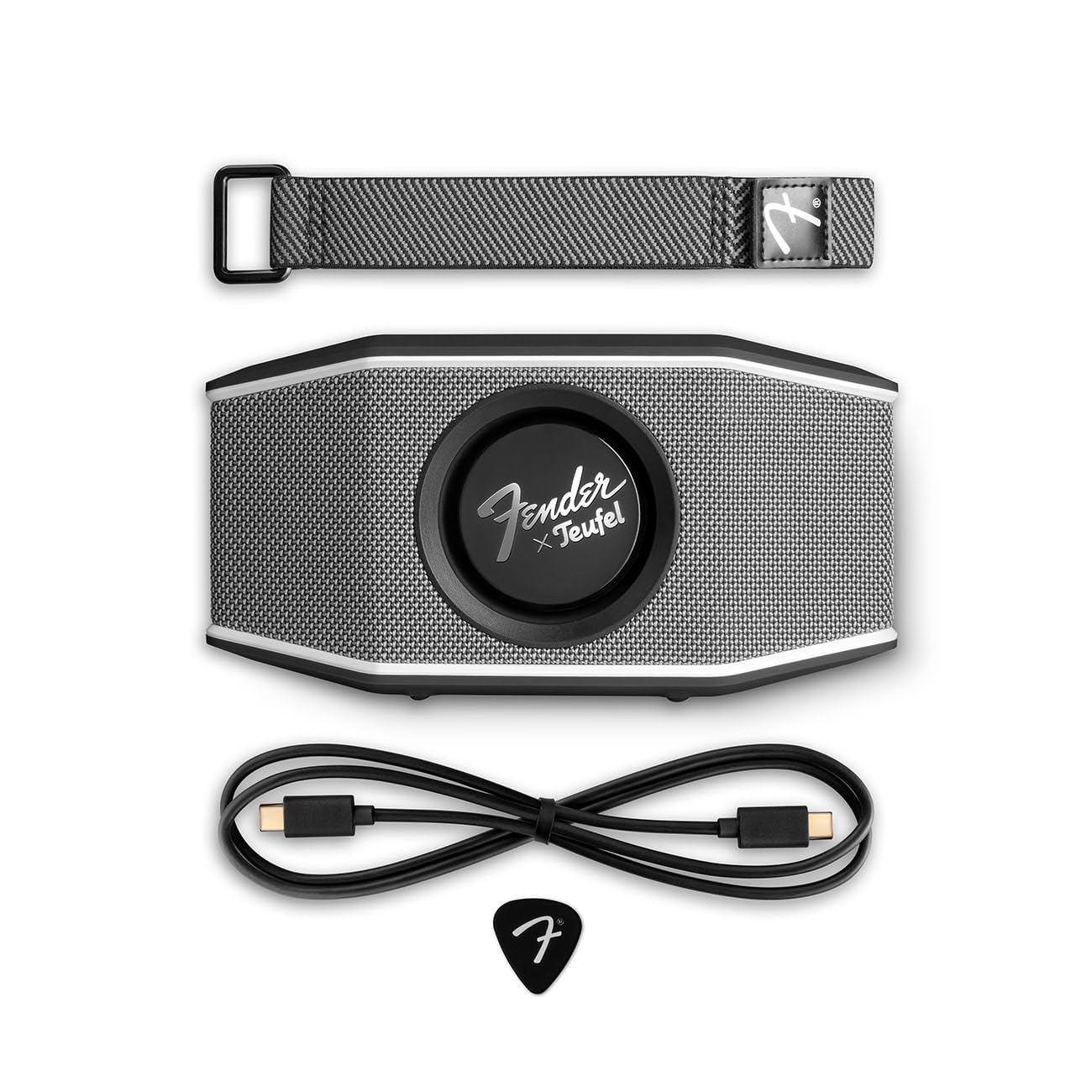 Teufel Fender x Teufel ROCKSTER GO 2 Portable Bluetooth Speaker - Waterproof, 28 Hour Battery, Rugged Design, Black & Steel