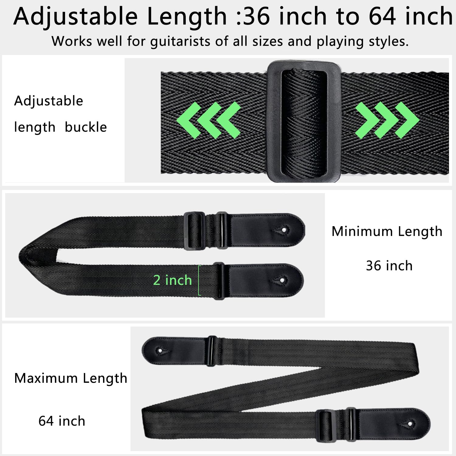 Chmete Guitar Strap Nylon Webbing,Soft And Comfortable,Acoustic Electric Guitar Straps