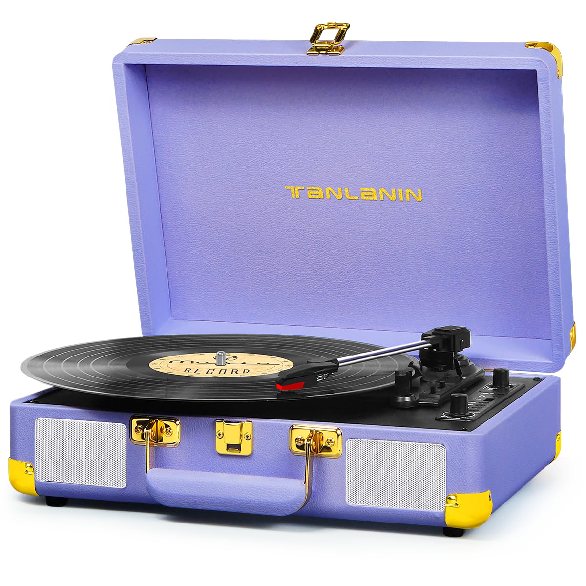 Vinyl Record Player Vintage 3 Speed Bluetooth Suitcase Portable Turntable With Built In Speaker, Usb Port Recording, Belt Driven