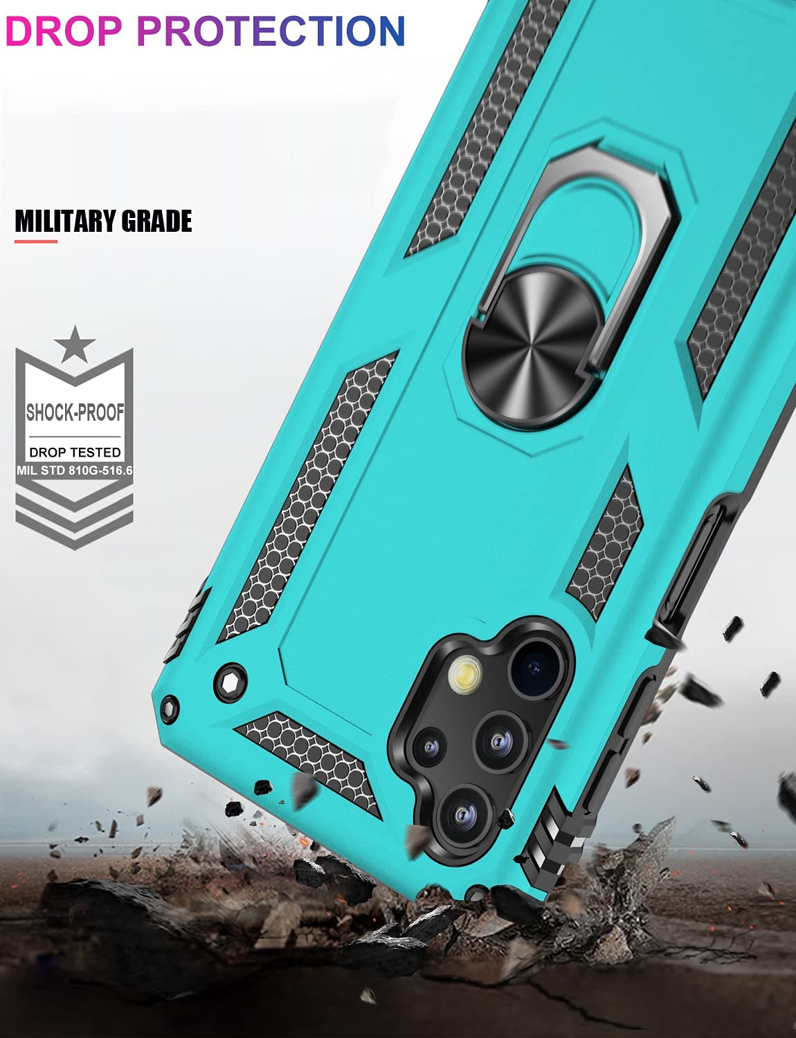 Ikazz Galaxy A32 5G Case With Screen Protector, Shockproof Cover Pass 16Ft Drop Test Protective Phone Case With Magnetic Kicksta