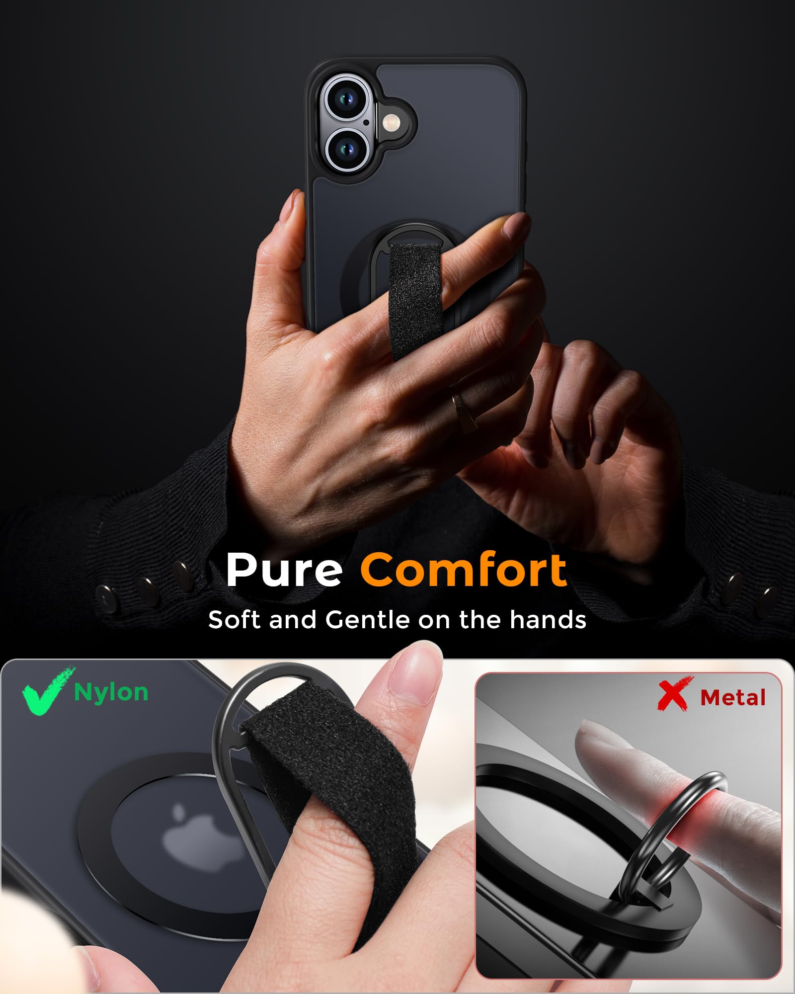 Shields Up For Iphone 16 Case With Stand, 16 Phone Case With Ring Holder & Phone Grip [Compatible With Magsafe] Translucent Matt