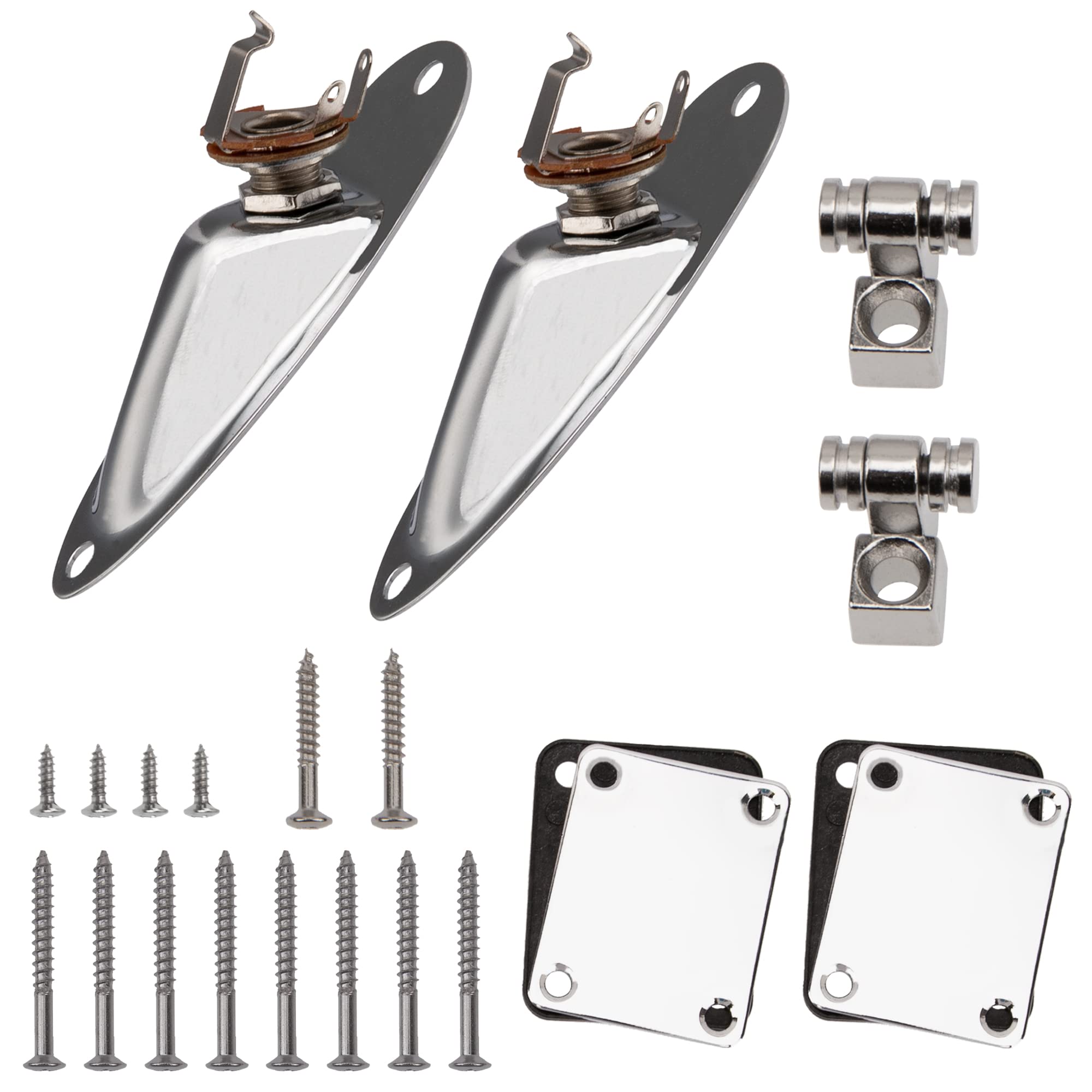 Yootones Guitar String Retainer Roller String Tree Guides, Loaded Jack Socket Plate & Neck Plate Compatible With Electric Guitar