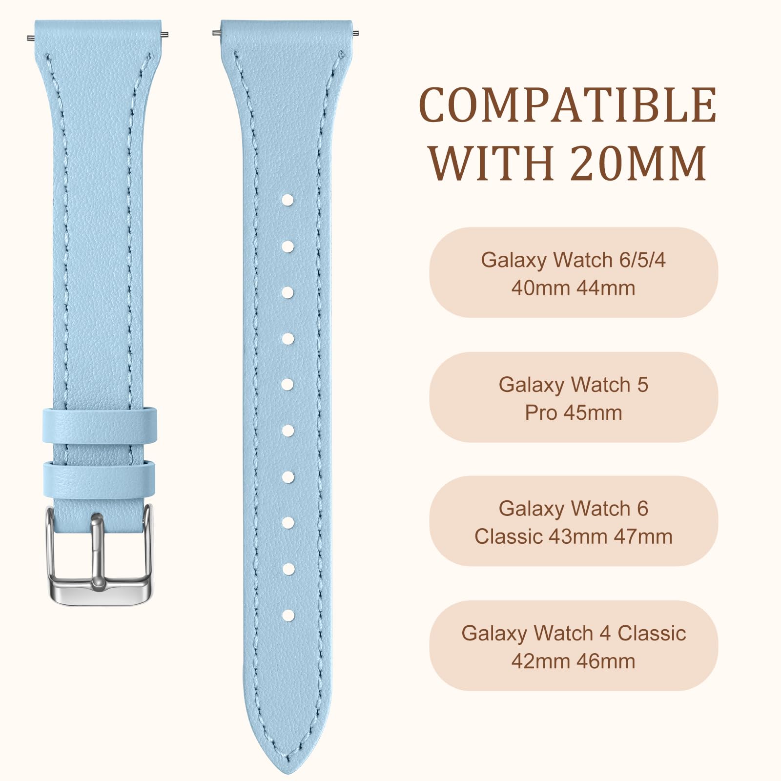 Geak Slim Leather Bands Compatible With Samsung Galaxy Watch 7 Band 40Mm 44Mm/Watch 6 5 4 40Mm 44Mm/Watch 4 Classic 42Mm 46Mm, G