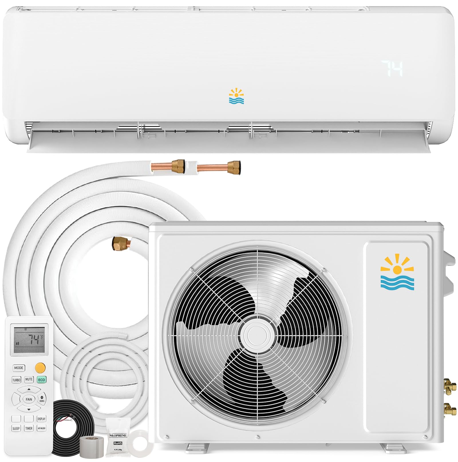 Oylus Mini Split Ac/Heating System - 18000 BTU Wall Mounted Mini Split Air Conditioner with Heat Pump, 19 SEER2 230V Energy Effi