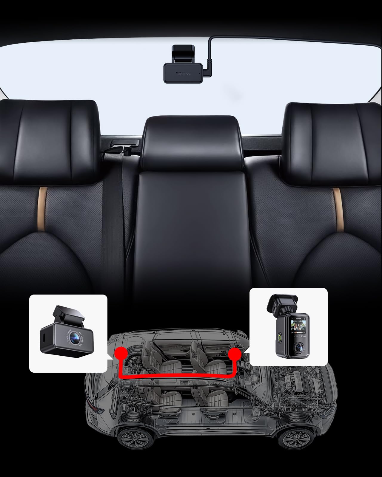 Vantrue E360, E2 2.7K Adjustable Rear Camera With 20Ft Cable, Wdr, Super Night Vision, Fit For Most Cars Suv, Pickup, Truck, Jee