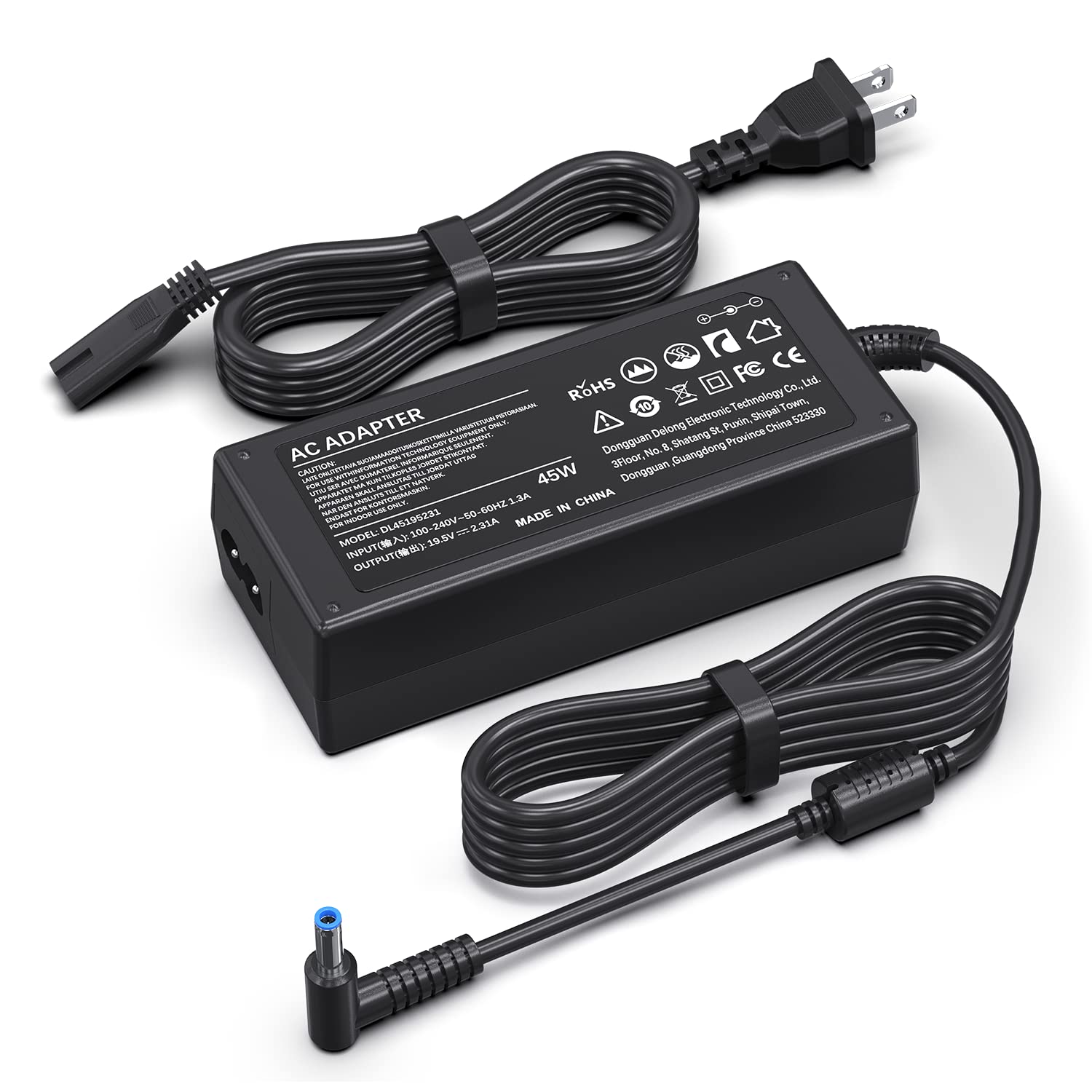 For Hp Laptops Charger, 45W Hp Elitebook Envy Stream Pavilion Chromebook Power Cord With Smart Blue Tip 19.5V Dc 2.31A Laptop Tablet Charger