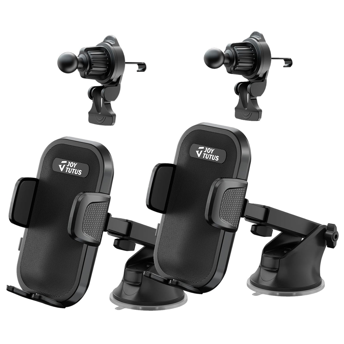 Joytutus 2 Pack Phone Holder Car, [Military-Grade Suction & Stable Clip] Phone Mount For Car Dashboard Windshield Air Vent, Hand