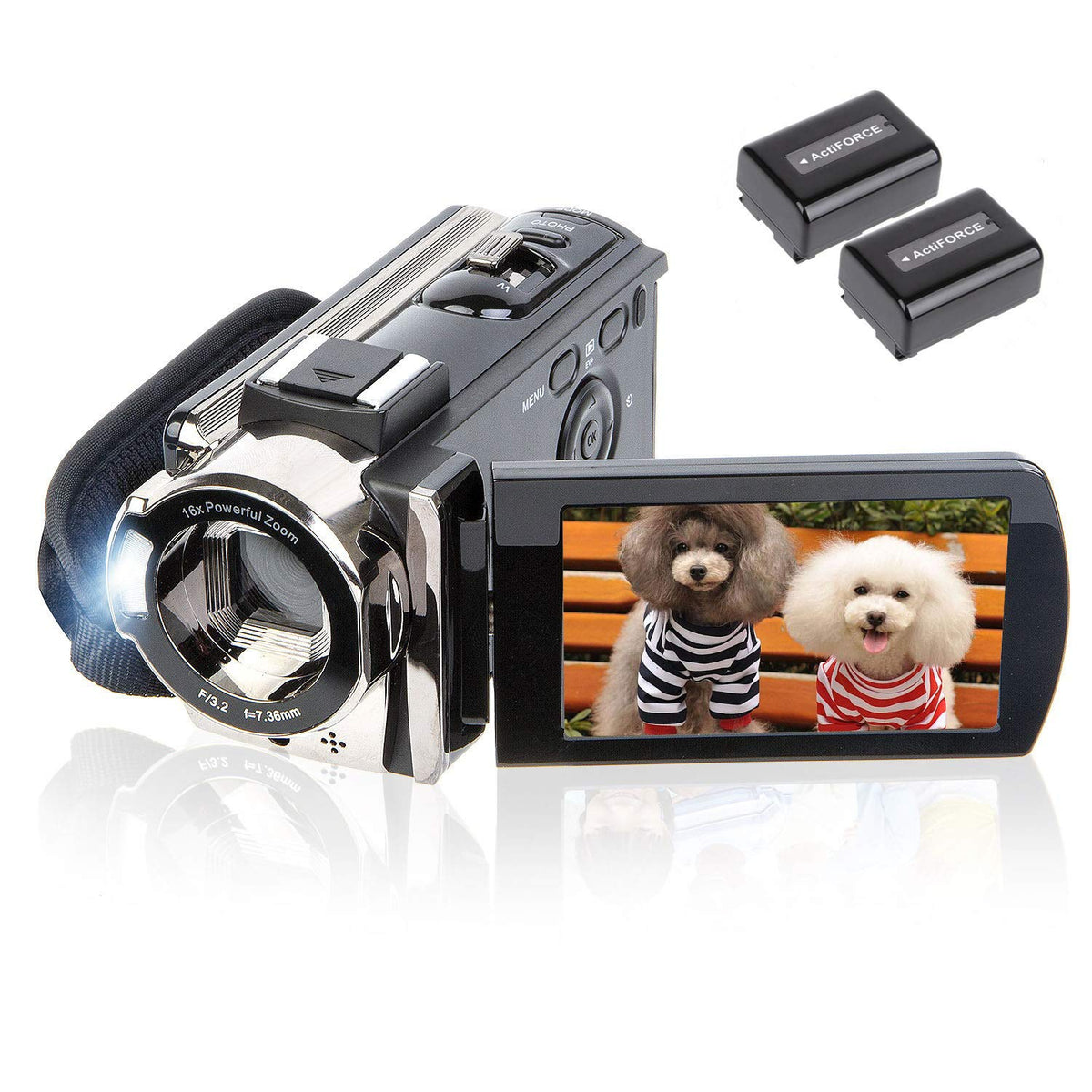 Kicteck Video Camera Camcorder Digital Camera Recorder Full Hd 1080P 15Fps 24Mp 3.0 Inch 270 Degree Rotation Lcd 16X Zoom Camcor