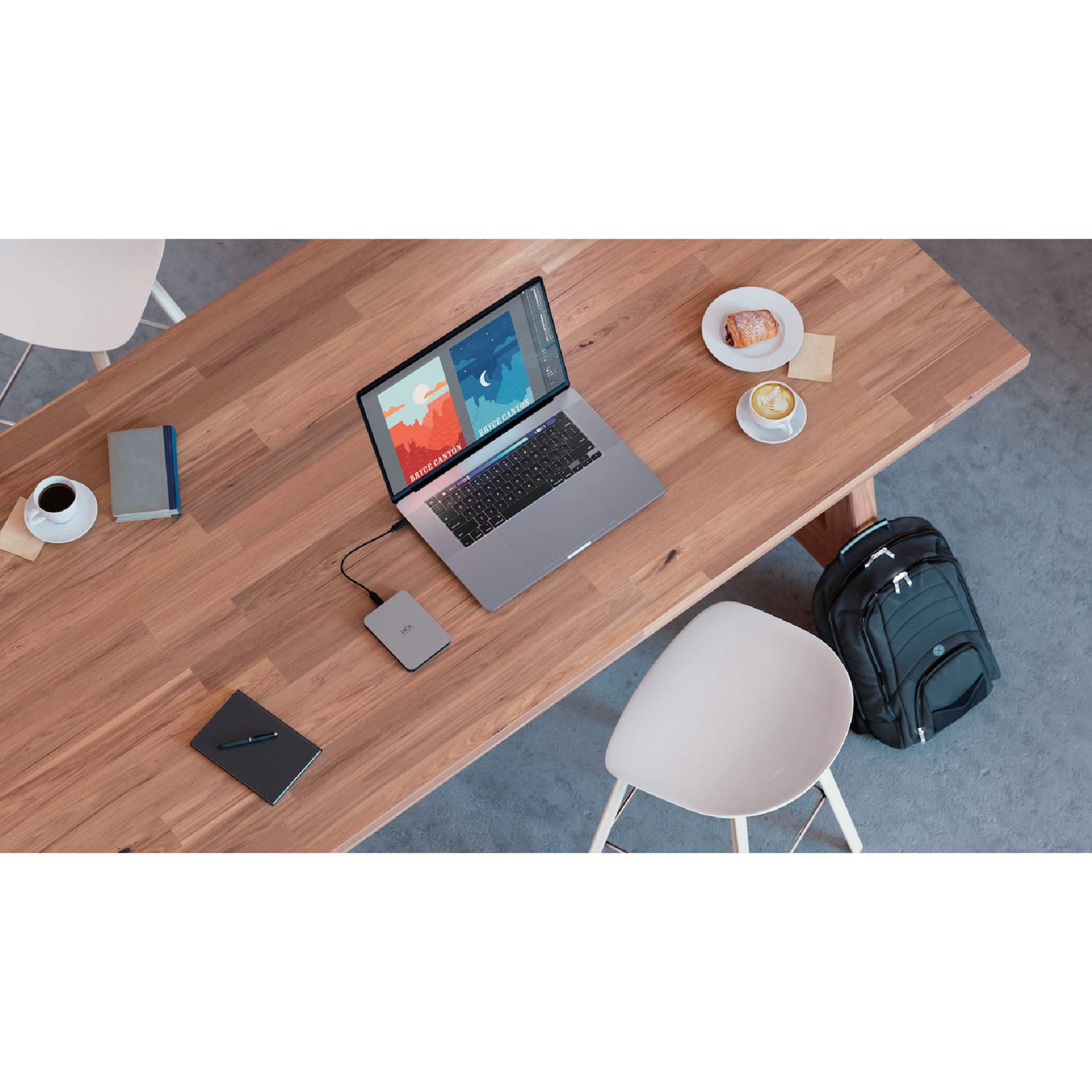 Lacie Mobile Drive 1Tb External Hard Drive Portable Hdd - Moon Silver, Usb-C 3.2, For Pc And Mac, Post-Consumer Recycled, With A