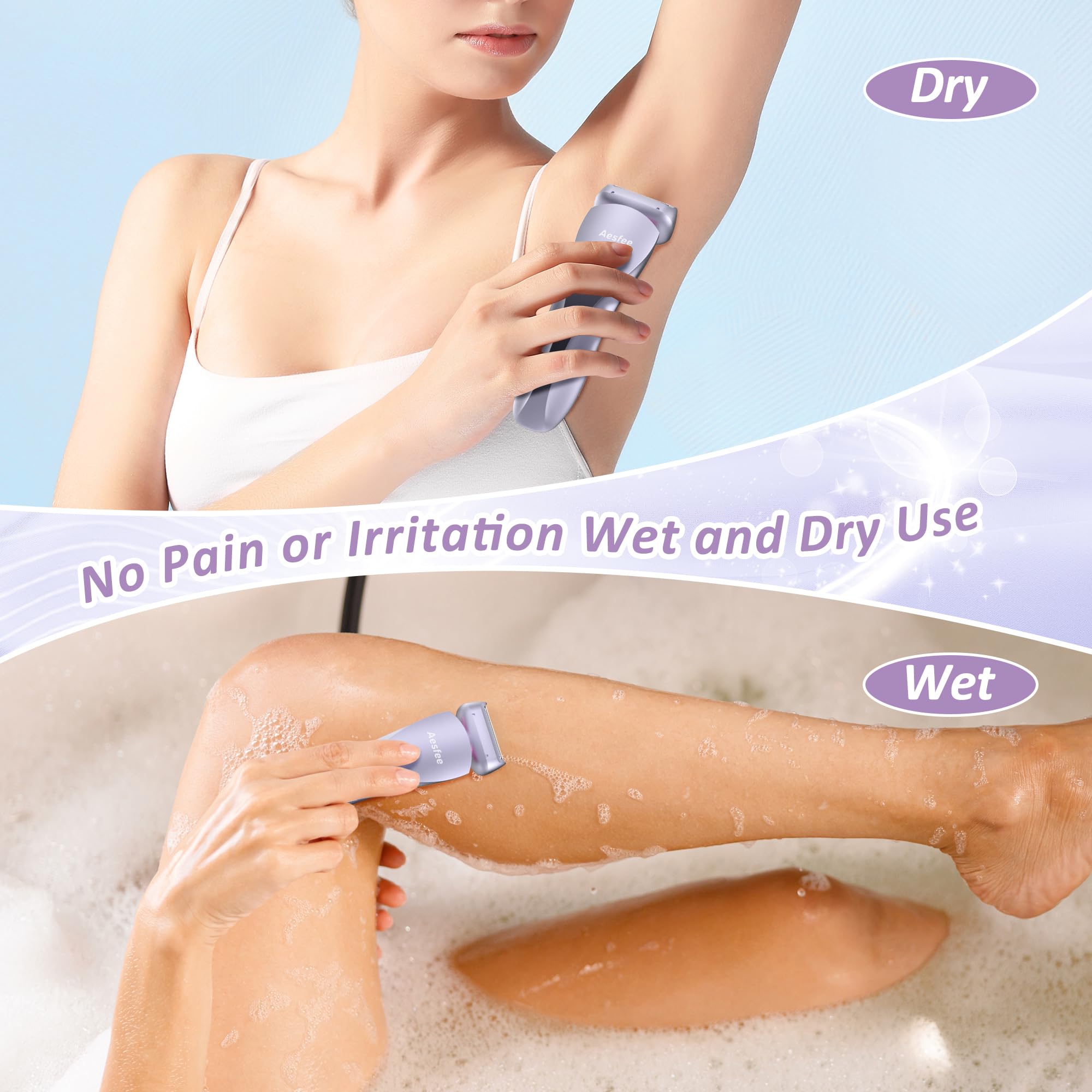 Electric Shaver For Women Legs, Lady Razors Hair Removal Waterproof Wet Or Dry For Underarm Arm Bikini Private Area Pubic Hair,