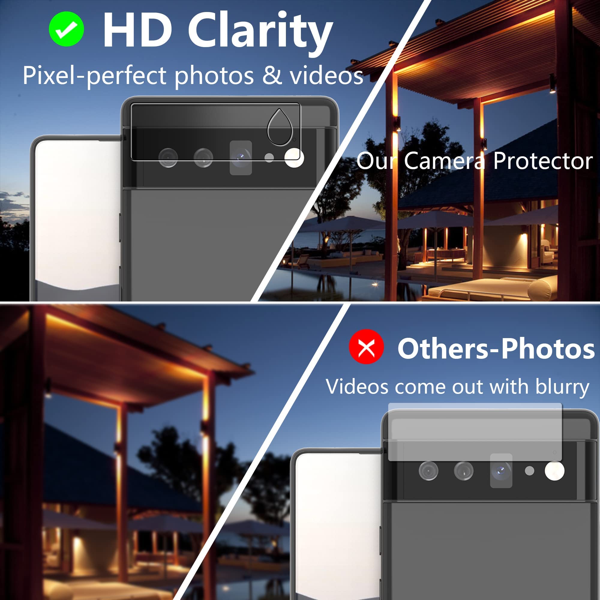 Aacl 2 Pack Tempered Glass For Google Pixel 6 Screen Protector+ 2 Pack Camera Lens Protector, [With Alignment][Fingerprint Unloc