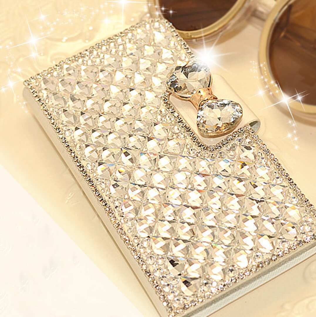 Bonitec Compatible With Galaxy S23 Ultra Wallet Case, Luxury Cute Shiny Bling Glitter Bowknot Crystal Diamond Rhinestone Wallet