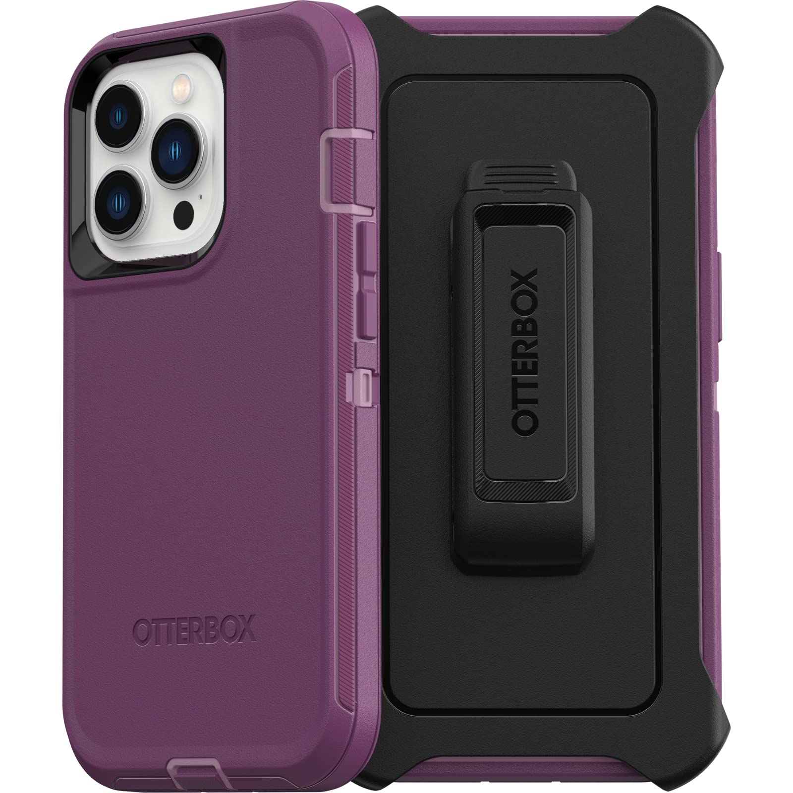 Otterbox Iphone 13 Pro (Only) Defender Series Case   Happy Purple, Rugged & Durable, With Port Protection, Includes Holster Clip
