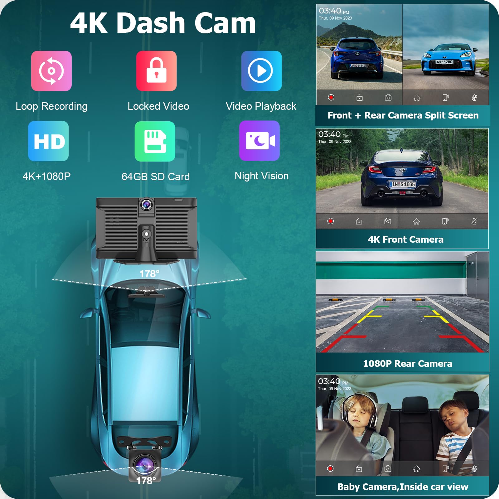 Carpuride W905 Portable Carplay & Android Auto, 9'' Touch Carplay Screen For Car, 4K Dash Cam,1080P Backup Camera, Car Play Navigation With Mirror Link/Siri/Fm/Bluetooth/Light Sensor