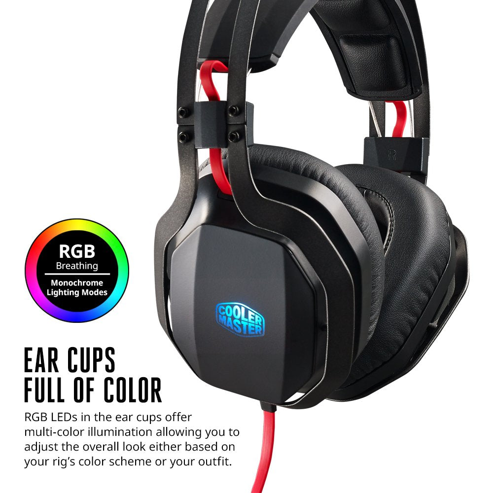 Cooler Master Masterpulse Pro Gaming Headset, Virtual 7.1, Usb 2.0, Rgb Ear Cups, Hidden Mic, Fx Bass Boost