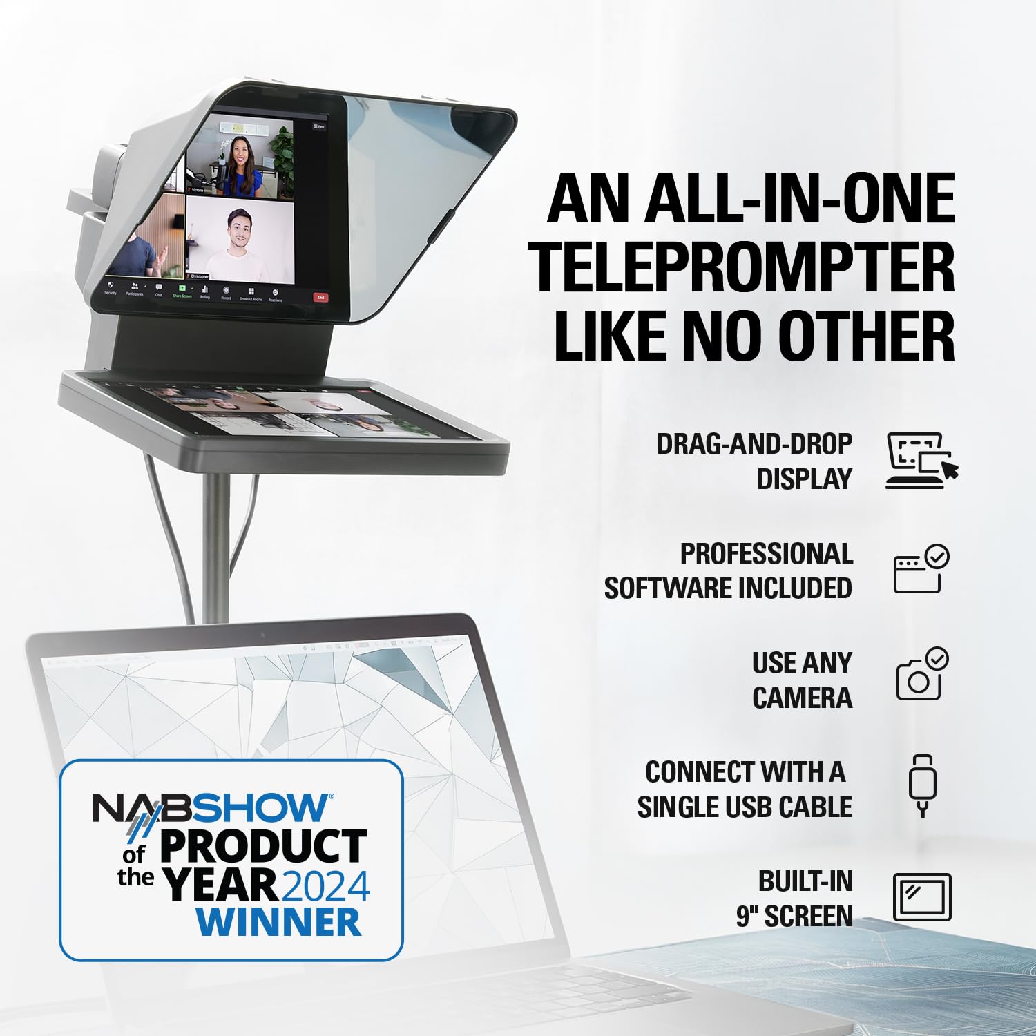 Elgato Prompter   Teleprompter With Built In Screen For Youtube, Twitch, Zoom, Ms Teams And More, Supports Dslr/Webcam/Smartphon