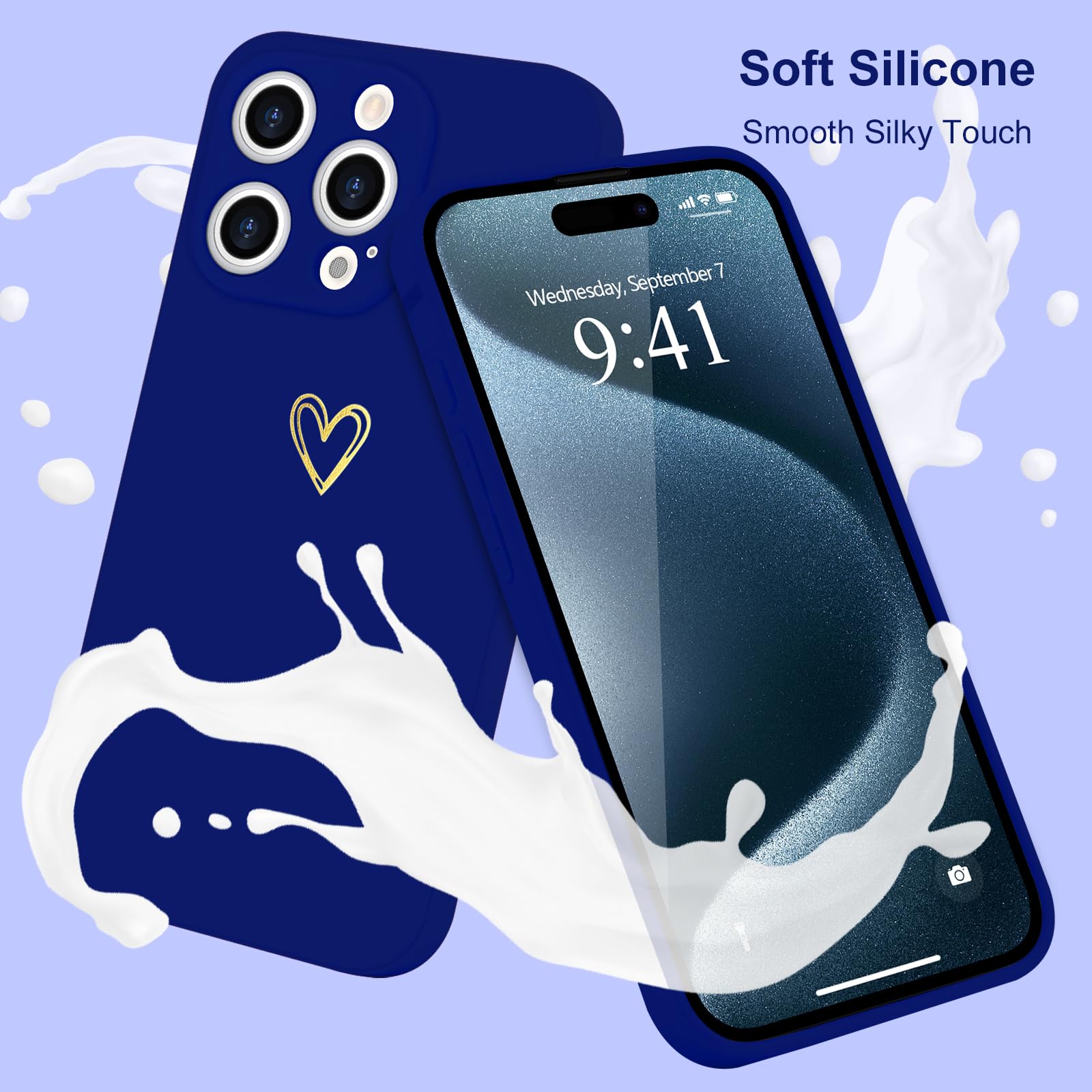 Wirvyuer For Iphone 14 Pro Case Cute Heart Pattern Soft Shockproof Slim Protective Silicone Phone Case Cover For Women Girls, Kl