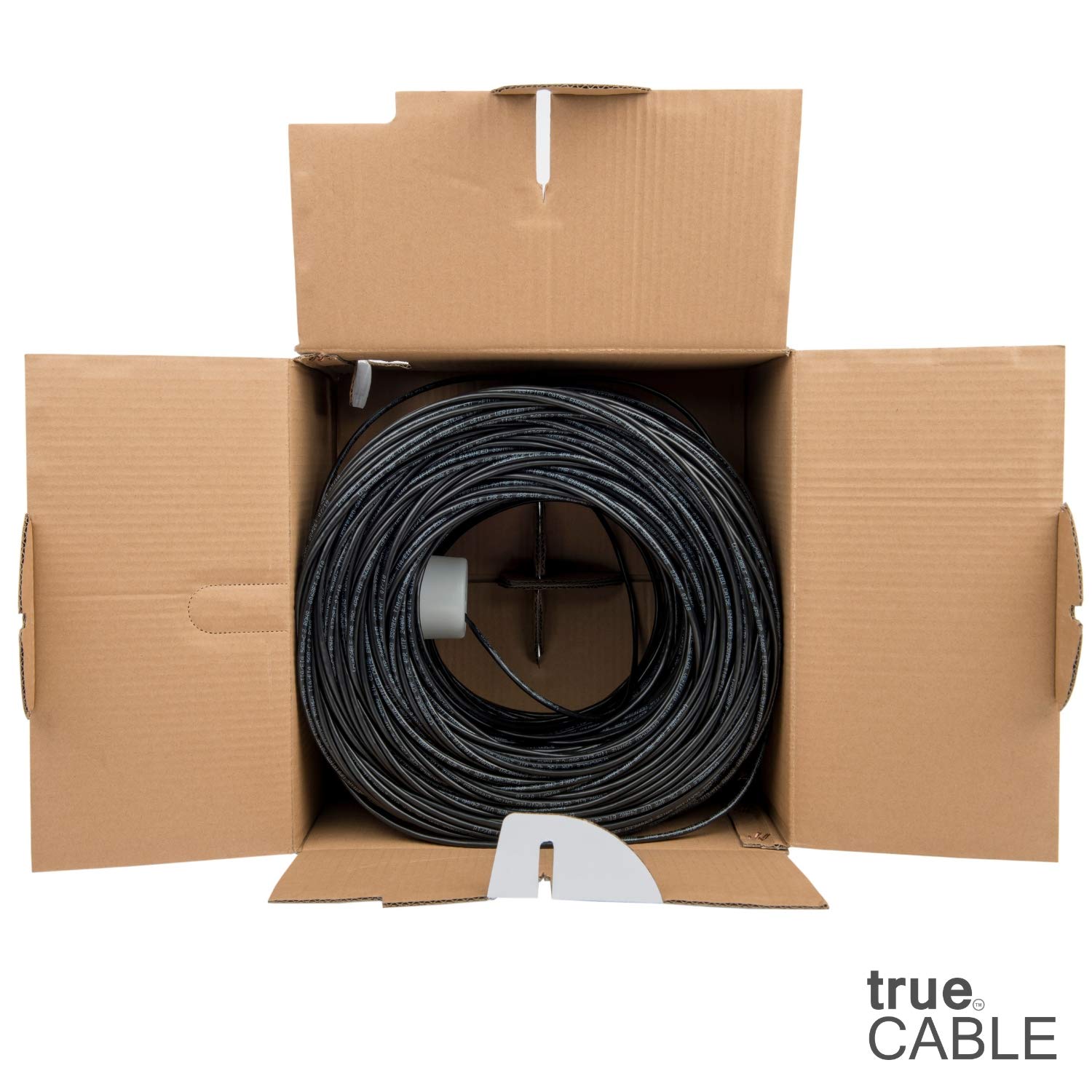 Truecable Cat5E Riser (Cmr), 1000Ft, Black, 24Awg 4 Pair Solid Bare Copper, 350Mhz, Poe++ (4Ppoe), Etl Listed, Unshielded Twisted Pair (Utp), Bulk Ethernet Cable